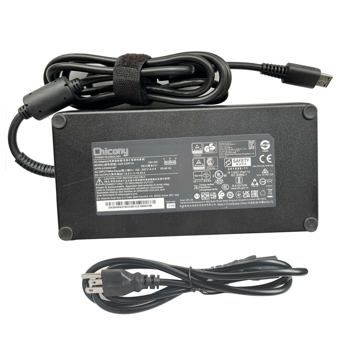 Genuine Chicony 330W AC Adapter A20-330P1A for MSI Raider GE76 12UHS-607 Charger