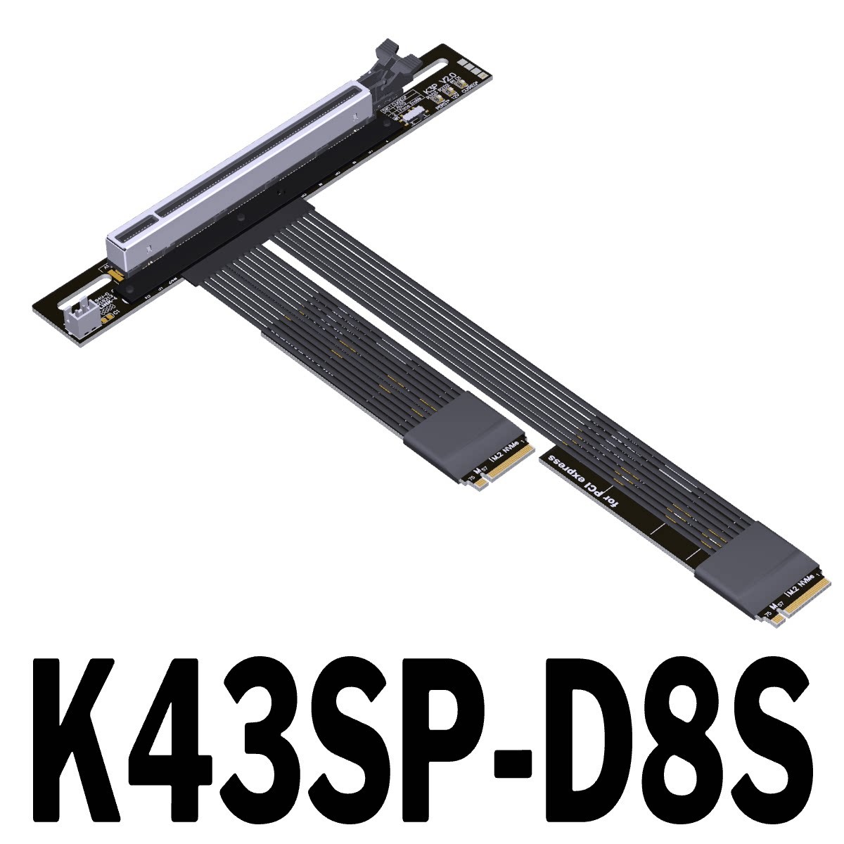 PCIe 5.0 x16 to x8 split extension cable, support one to four