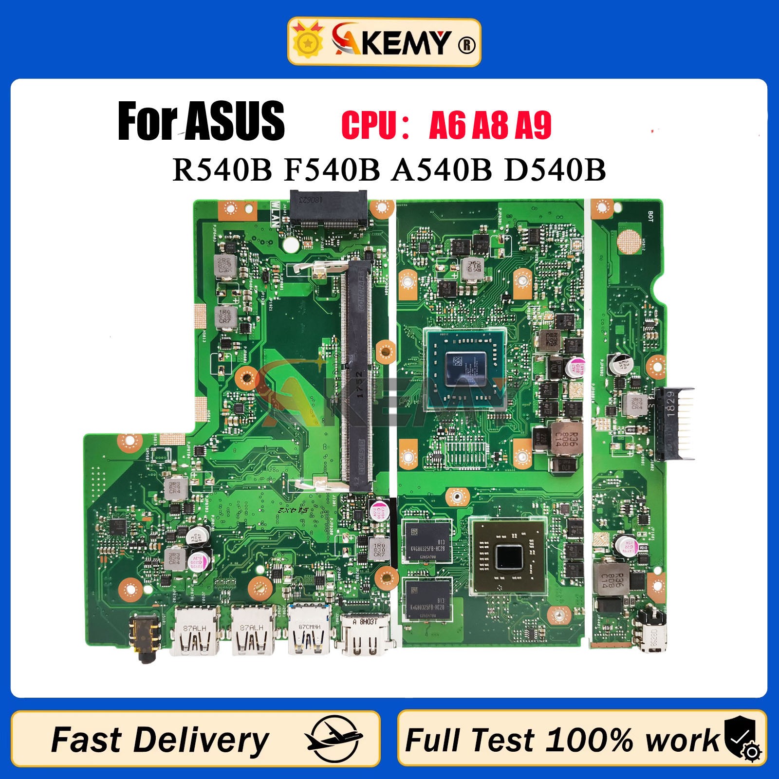 X540BP Laptop Motherboard For ASUS X540BA D540B A540B X540B R540B F540B tests OK