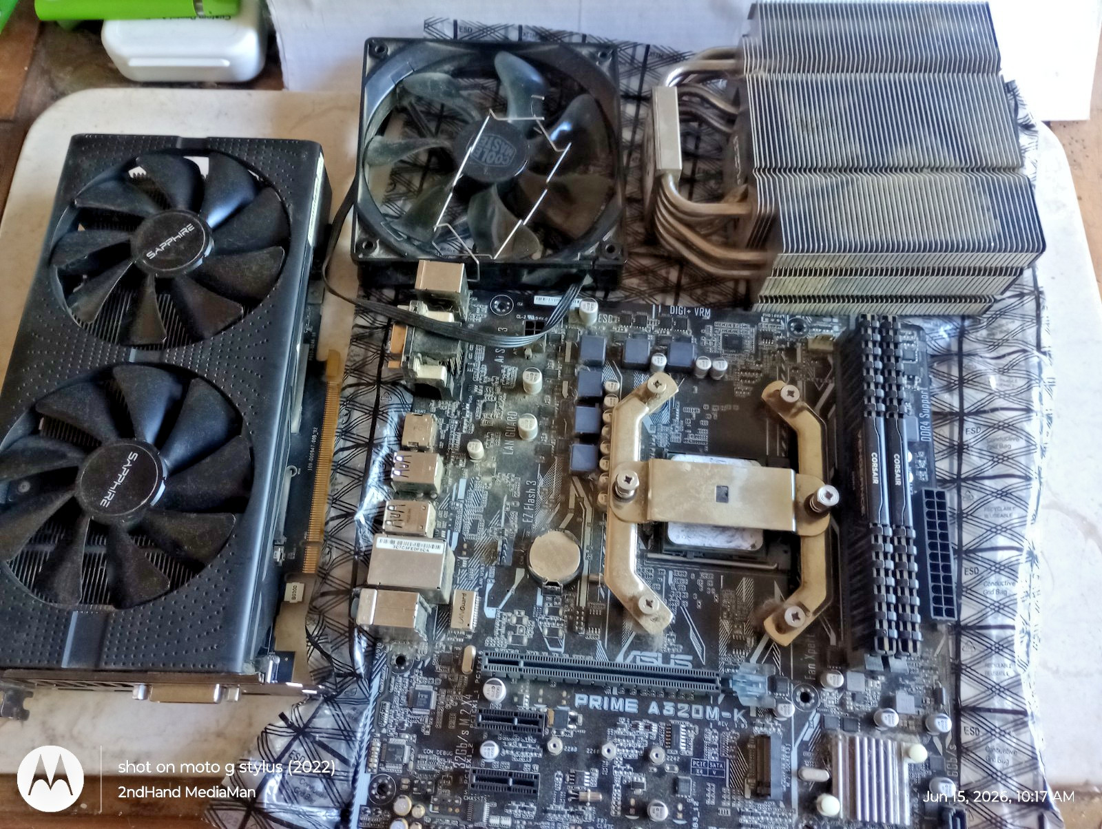 ASUS PRIME A320M K, RYZEN 3700X, 16GB VENGEANCE 3200,SAPPHIRE RX560 4GB,5"COOLER