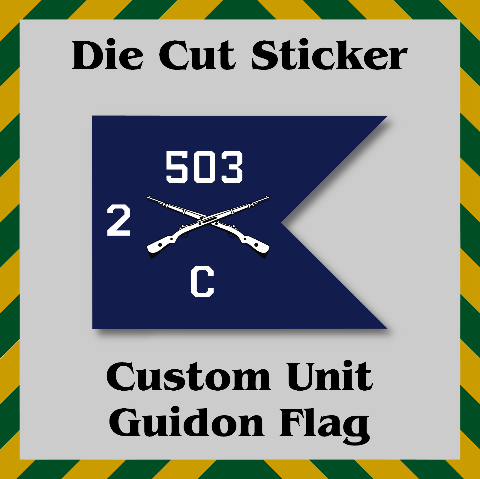 Custom Guidon Flag Sticker, Infantry Unit, Die-Cut Vinyl Printed Decal, US Army