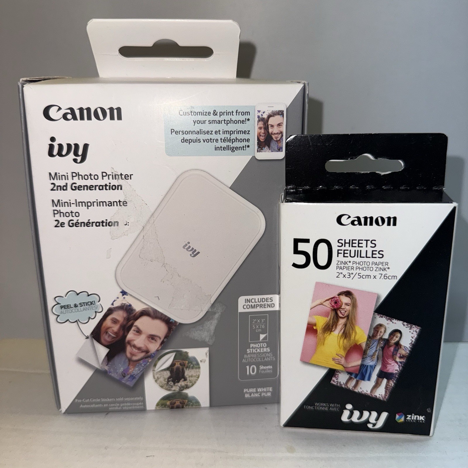 Canon IVY2 White Mini Photo Printer Bundle With 60 Sheets