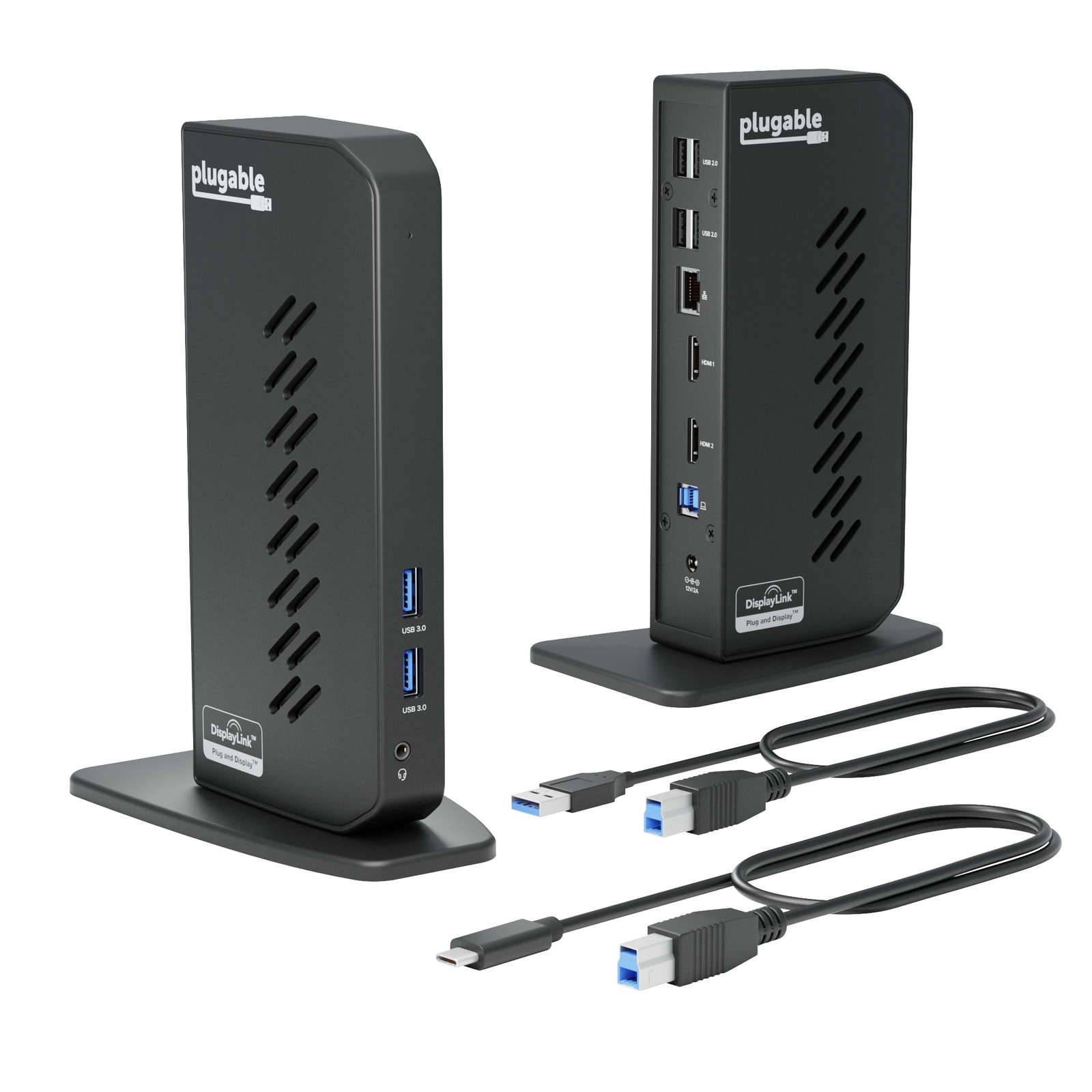 Plugable Dual 1080p HDMI Universal Docking Station 7.5" × 2.8" × 5.3, Black