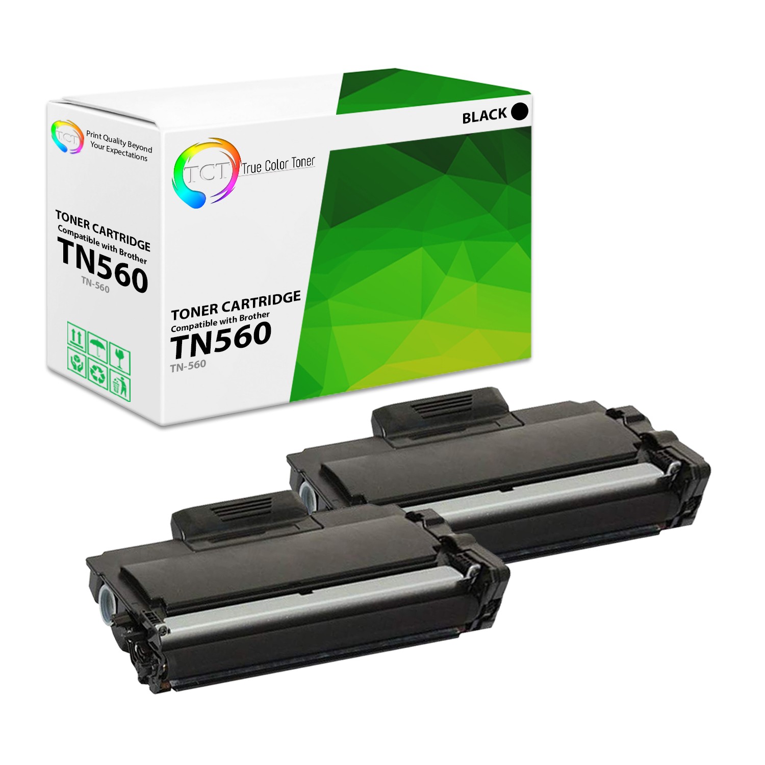 TCT 2PK TN560 TN530 Black Compatible Toner For Brother HL 1650 5040 MFC 8020