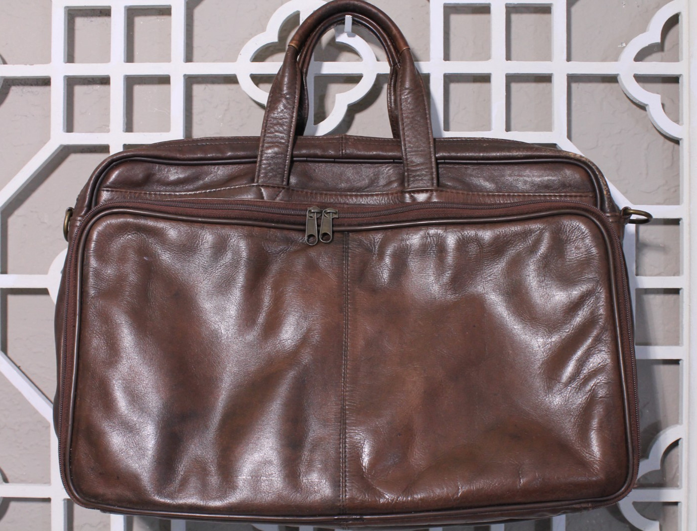 Heritage Messenger Bag Brown Leather Briefcase Laptop Business Classic 17x12x5