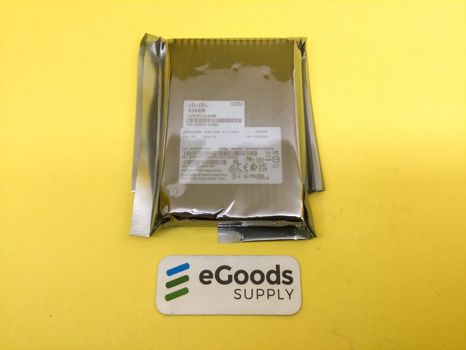 MTFDKCC1T6TFS MICRON 7450 MAX 1.6TB U.3 15mm PCIe 4.0 x4 NVMe SSD new