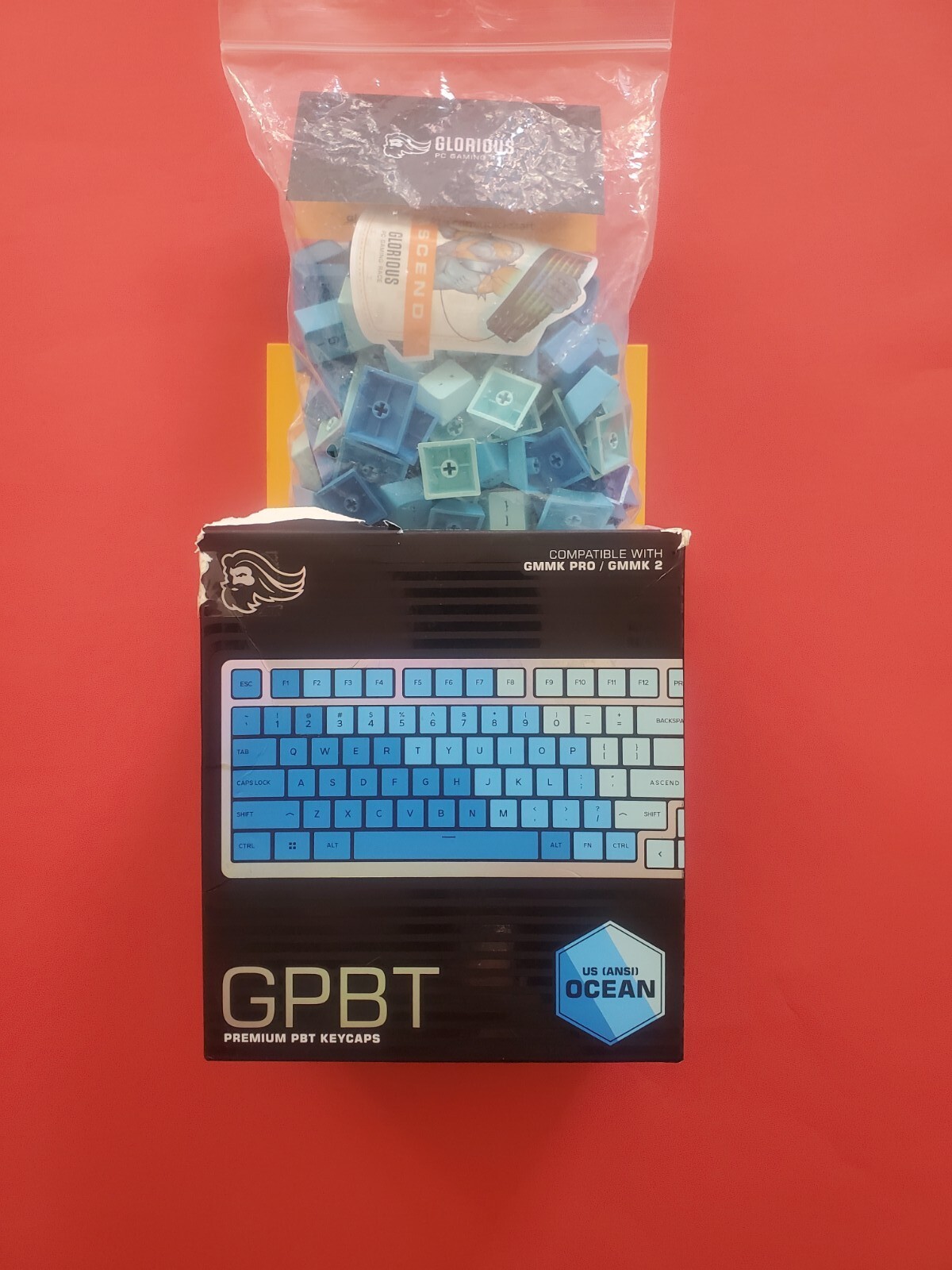 Glorious GPBT Premium Dye Sublimated Keycaps 114 Keycap Set Ocean Blue .