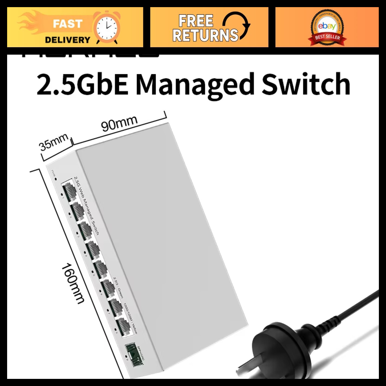 2.5GbE Managed 8-Port Network Switch with AU Power Adapter - High-Speed Connecti