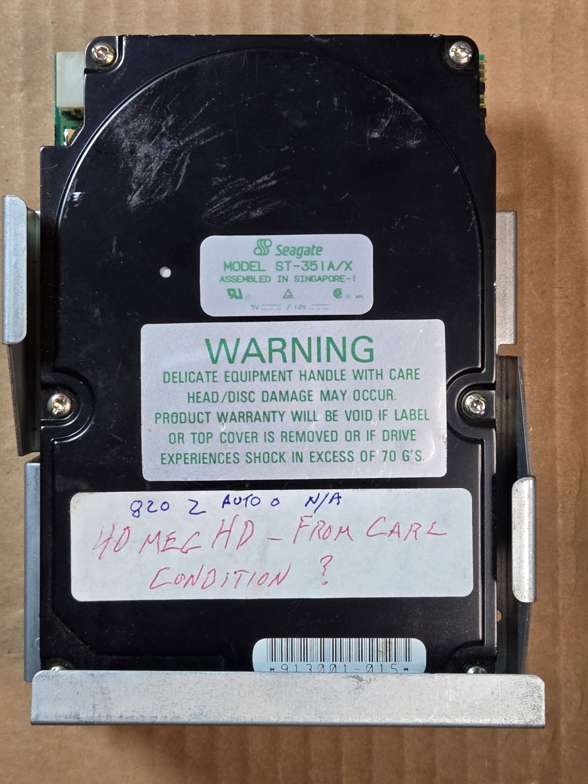 Seagate Model ST351 A/X vintage Disc Driver - Untested