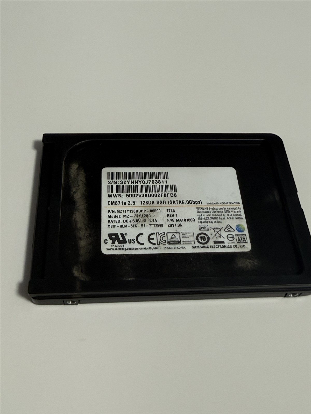 Samsung MZ-7TY1280 128GB 2.5" SATA3 Solid State Drive SSD