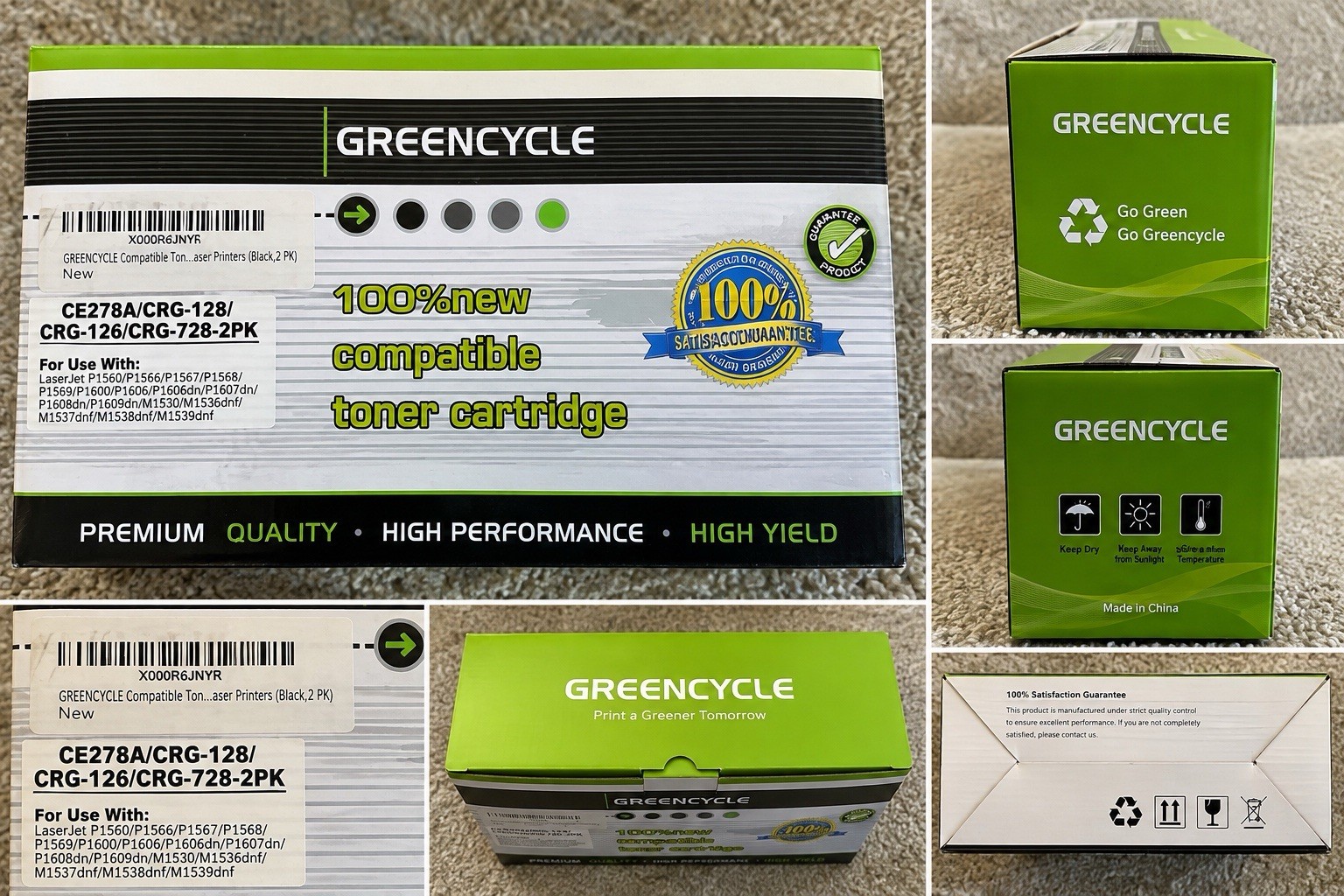 GREENCYCLE CE278A 78A CRG-128 CRG-126 CRG-728 Black Toner 2-Pack NEW