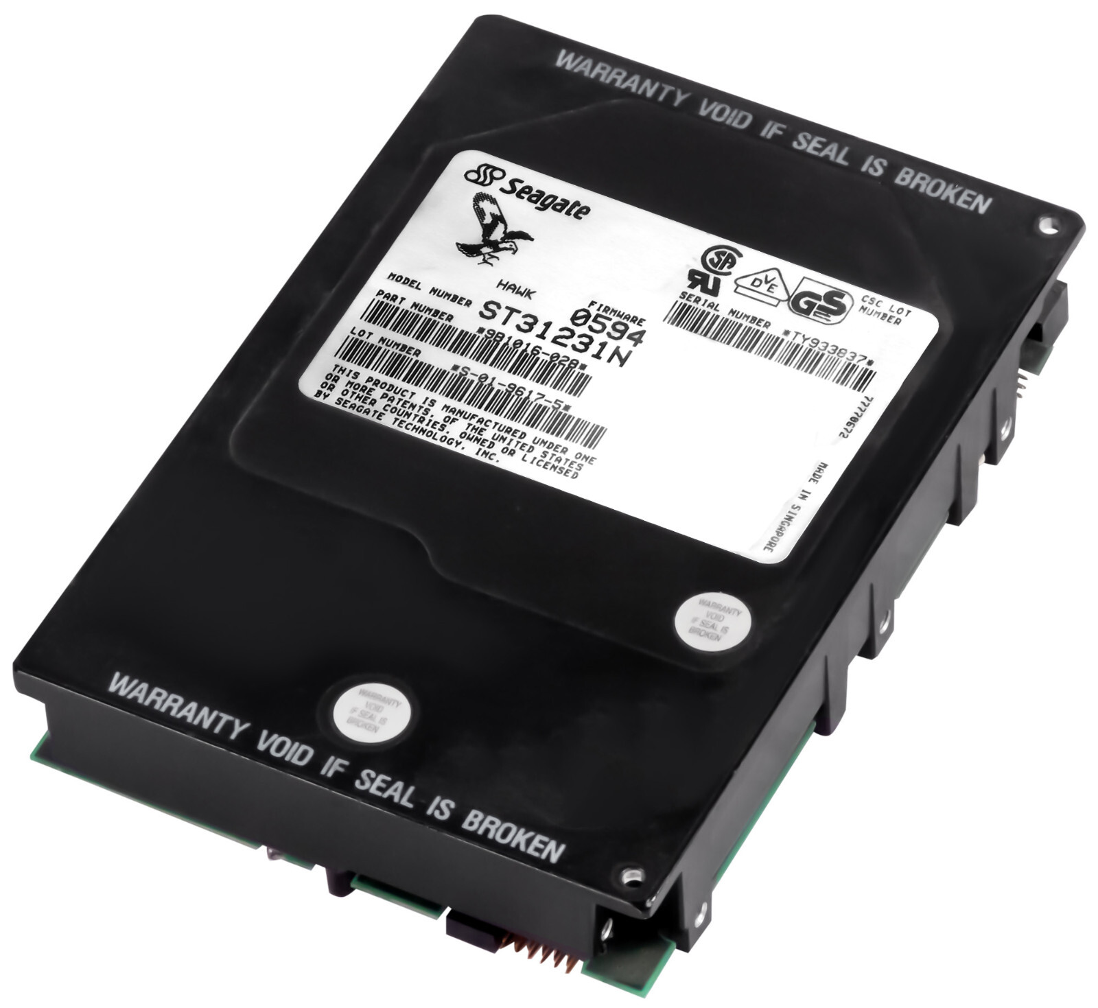 HARD DRIVE SEAGATE HAWK 2LP ST31231N 1.06GB 5.4K SCSI 50-PIN 3.5"