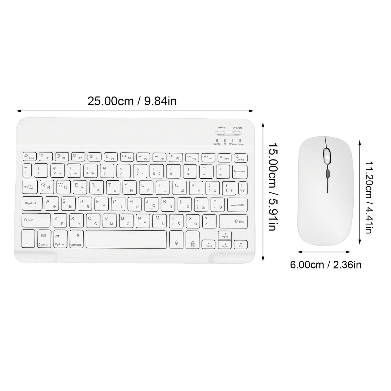 White 10in Russian Keyboard Bluetooth Keyboard Wireless Keyboard RGB Backlit AP9