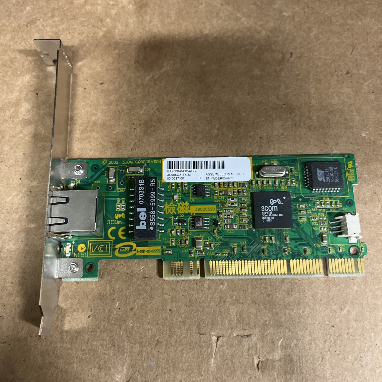 3Com 3C905CX-TX-M PCI Network Interface Card 10/100Mbps Rev-01 FAB 02-0287-002