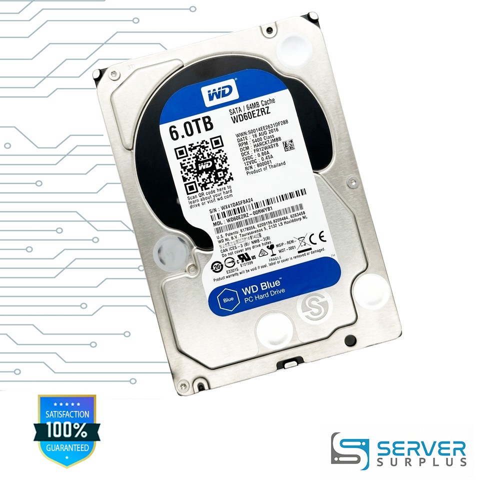 WD Blue 6TB SATA 5400 RPM 3.5 in Enterprise HDD | WD60EZRZ