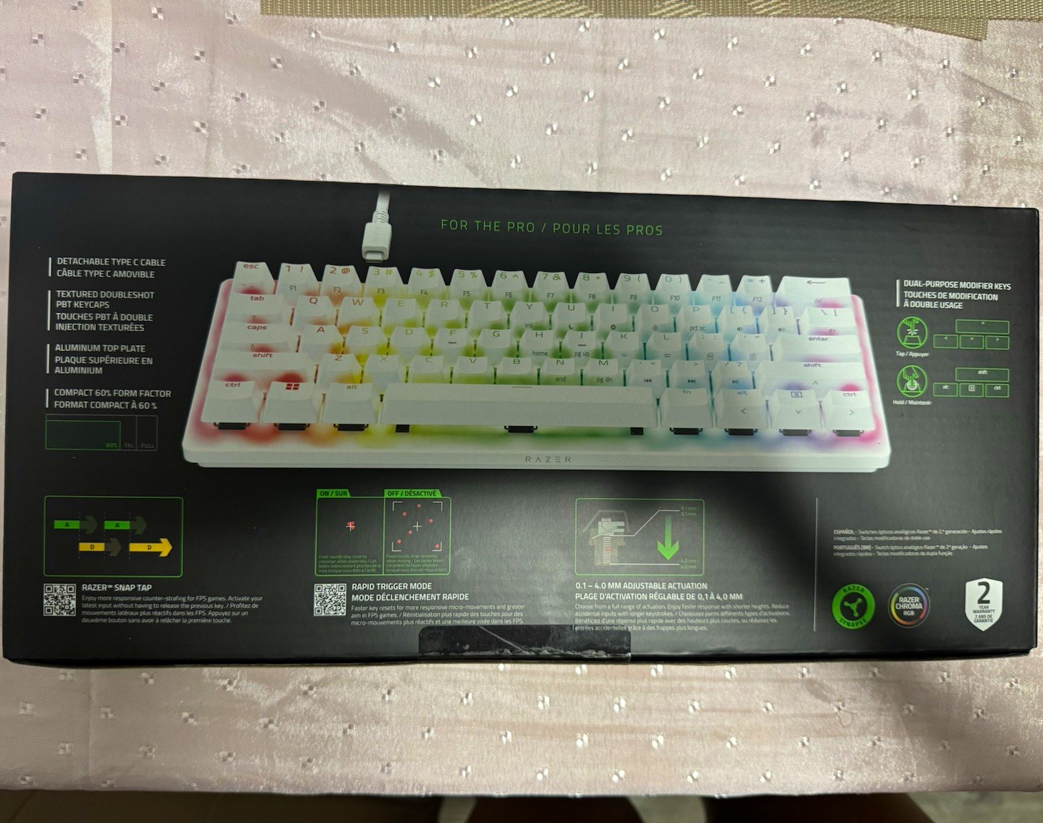 Razer Huntsman V3 Pro Mini Wired Illuminated Keyboard White QWERTY