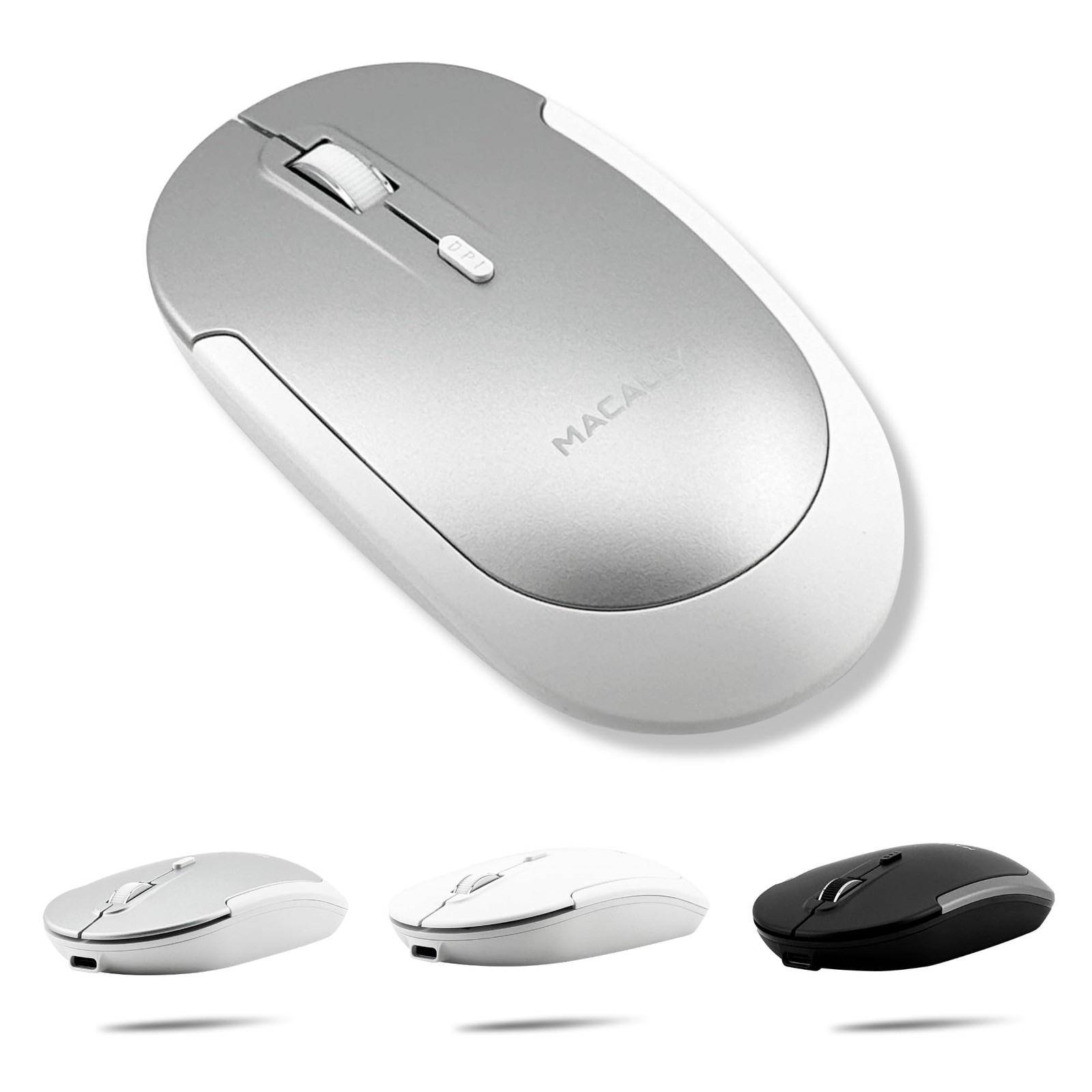 Macally Wireless Bluetooth Mouse for Mac, MacBook Pro/Air, iPad, and Silver