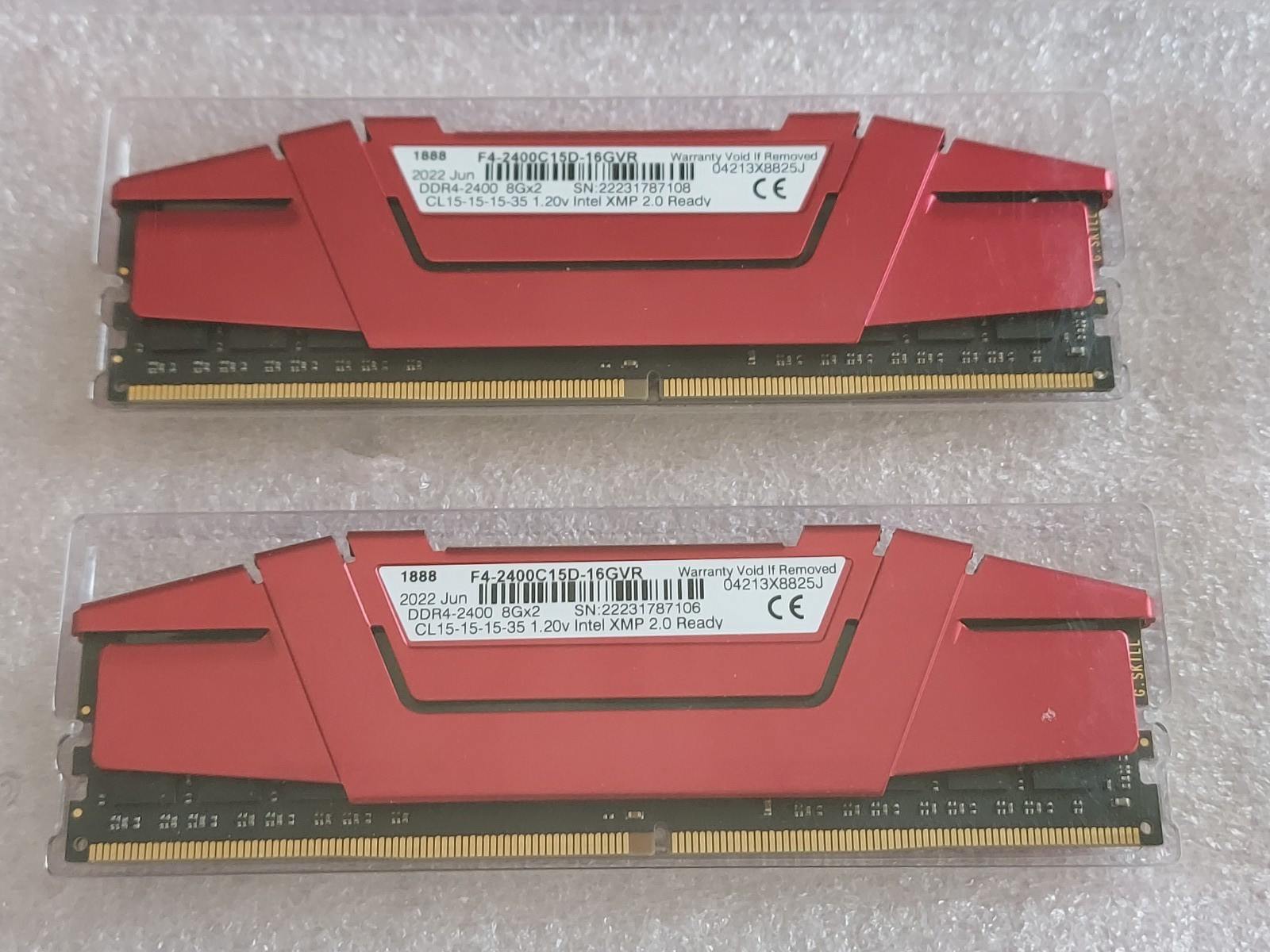 Pair 2 Tested GOOD GSkill Ripjaws V 2x 8GB DDR4 2400 Gaming XMP PC RAM DIMM 16GB