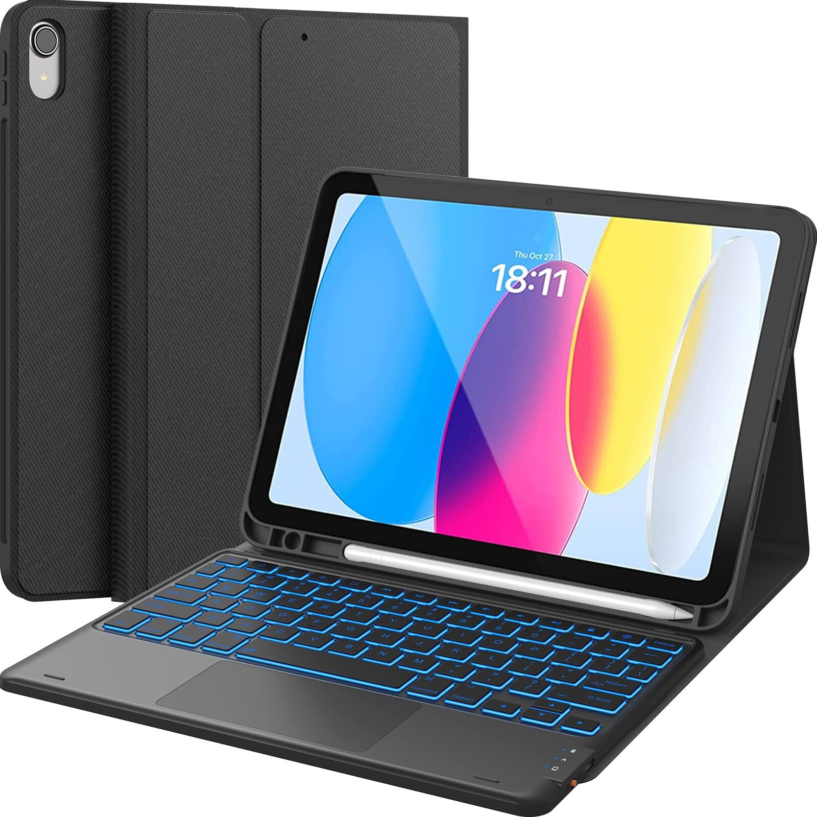 CHESONA Touchpad iPad 10th Generation Case with Keyboard (10.9", 2022), 7 Col...