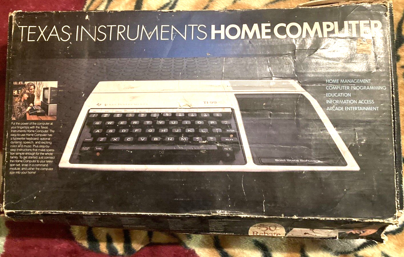 Vintage 1983 Texas Instruments TI-99/4A ORIGINAL BOX + 11 Games + Books + Cables
