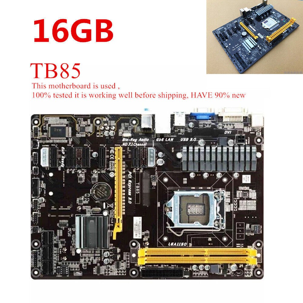 Used For BIOSTAR TB85 Motherboard LGA 1150 DDR3 16GB Mining PCI-E 3.0 Mining