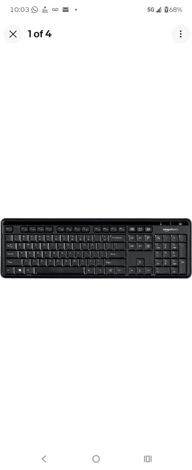 Amazon Basics 2.4GHz Wireless Keyboard Quiet and Compact US Layout (QWERTY)