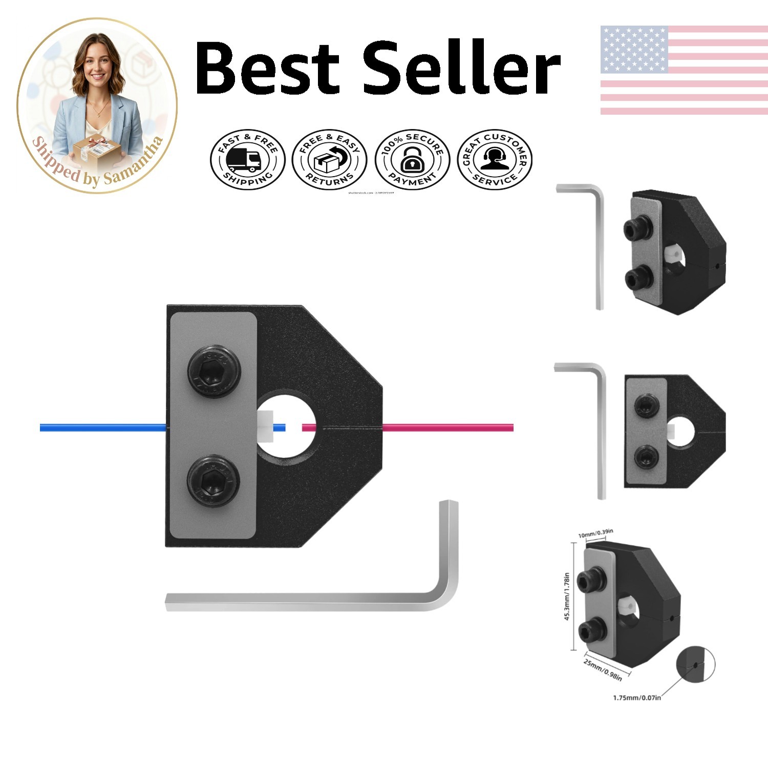 Black 3D Printer Filament Welder & Joiner - Compatible with All 1.75mm Materials