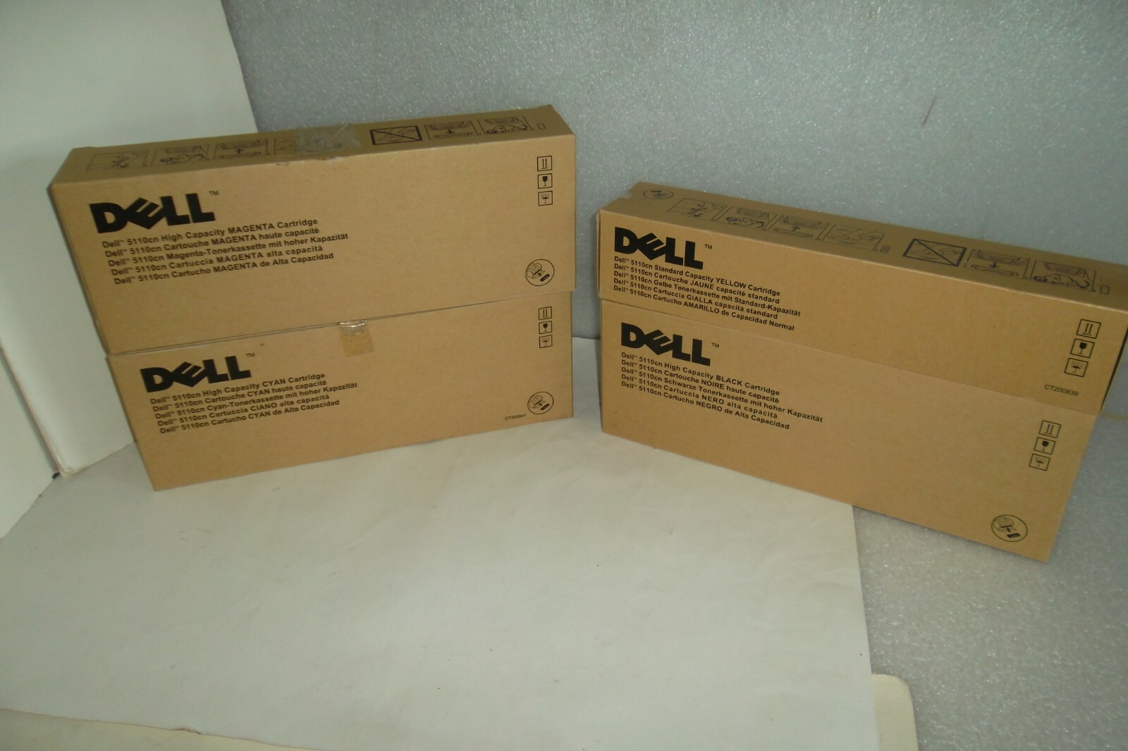 Dell 5110cn Toner Cartridge Set C/M/Y/K High Yield GD900 GD908 KD557 GD898 NEW