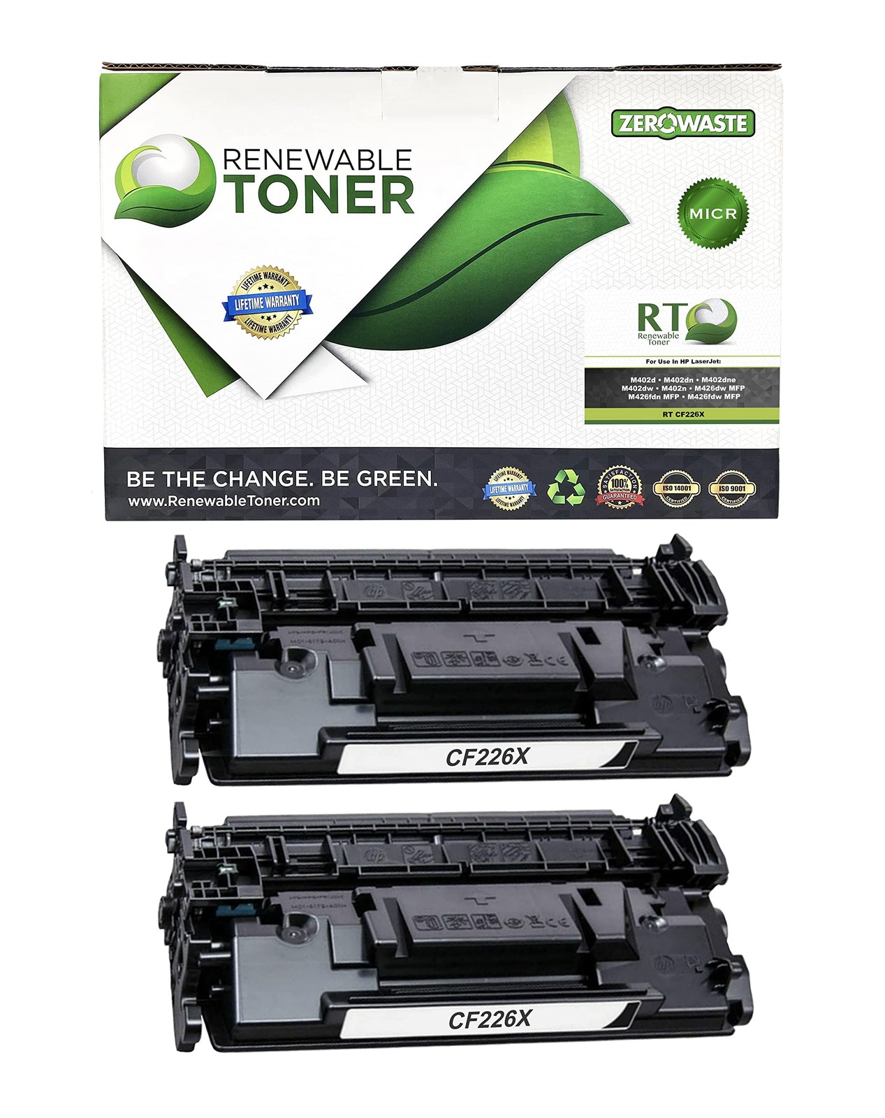 Renewable Toner Compatible MICR Cartridge Replacement for 2 Pack, Black