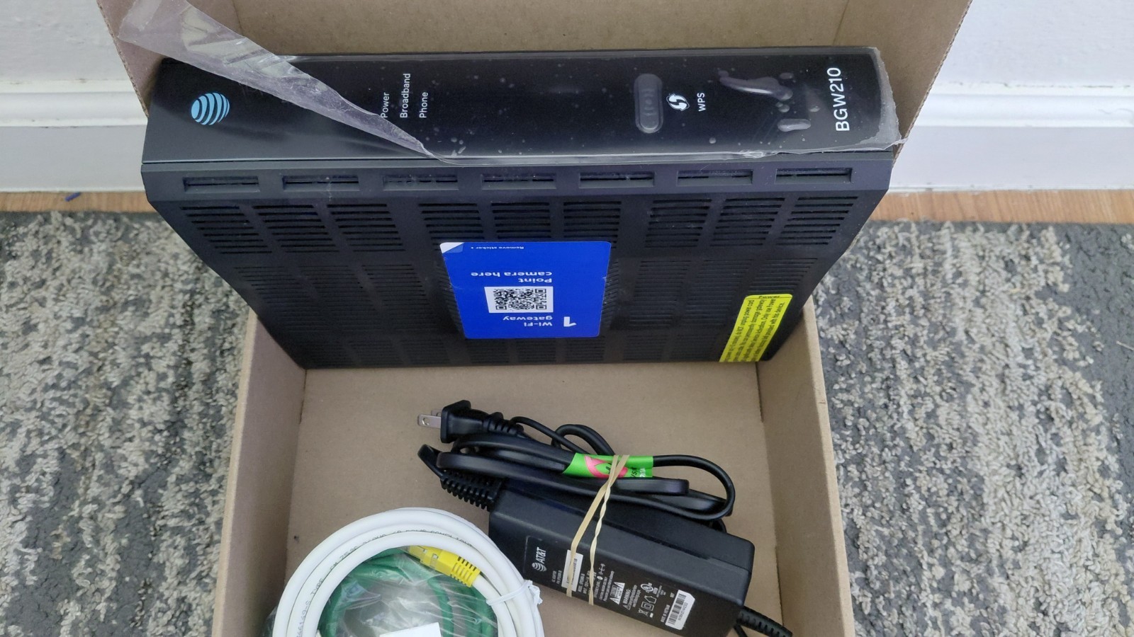 AT&T BGW210-700 Wireless Router Gateway w/ Power Adapter, WPS, Black