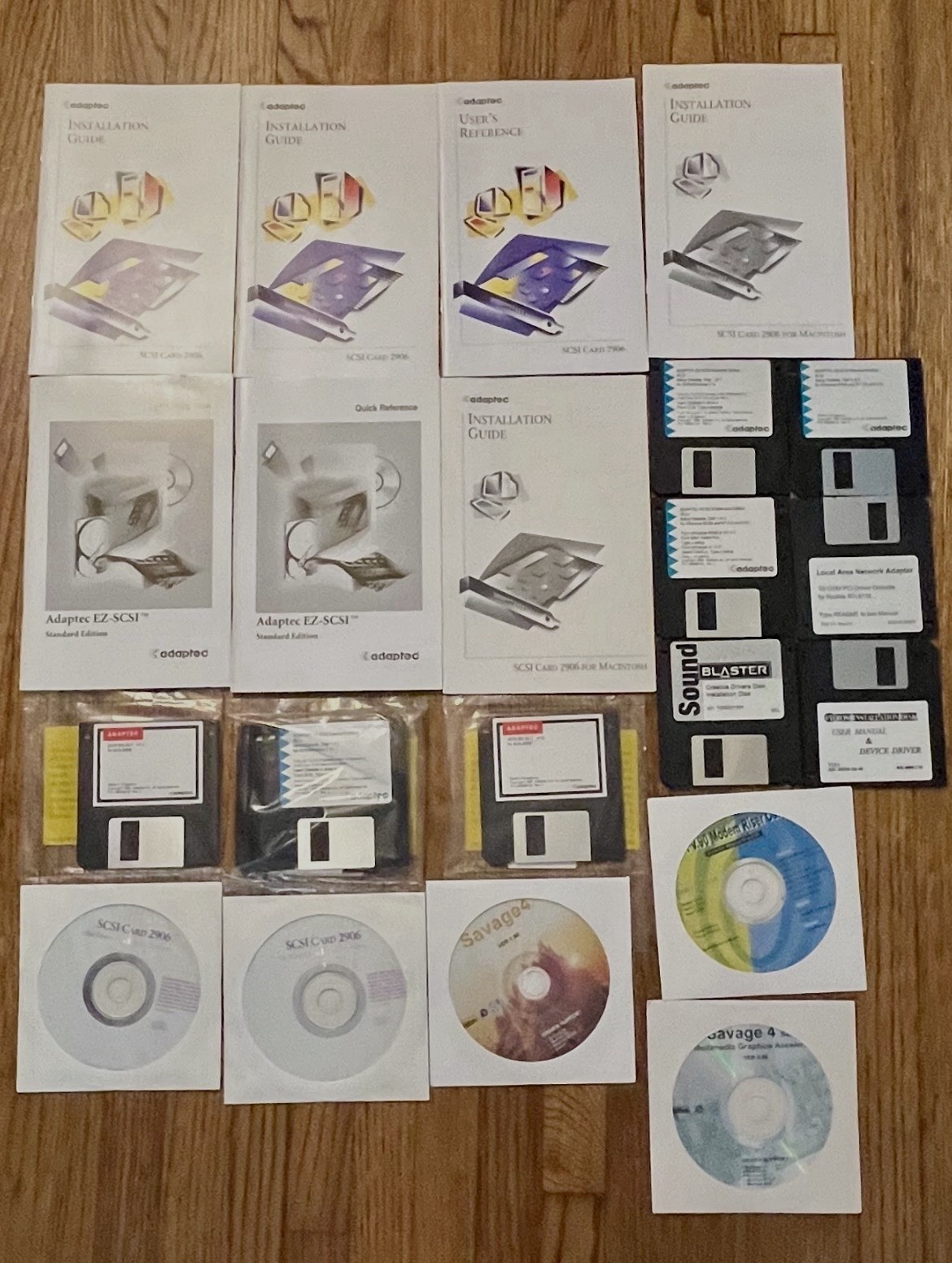 Vintage Adaptec SCSI 2906 Software Floppy Discs Manuals CD Roms Collectibles Lot