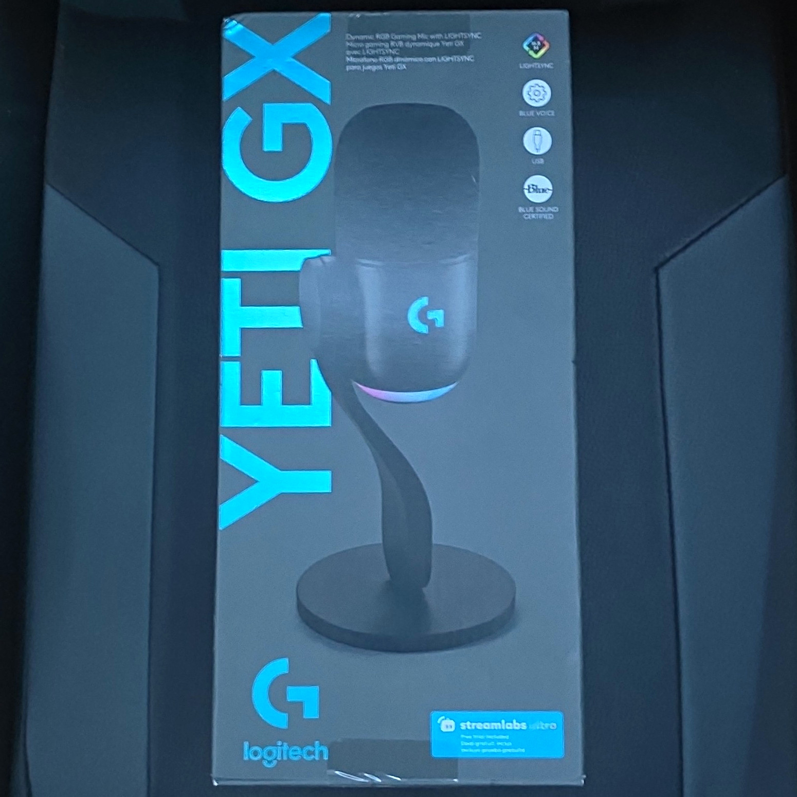 Logitech Yeti GX USB Desktop Gaming Microphone RGB Mute Button Black
