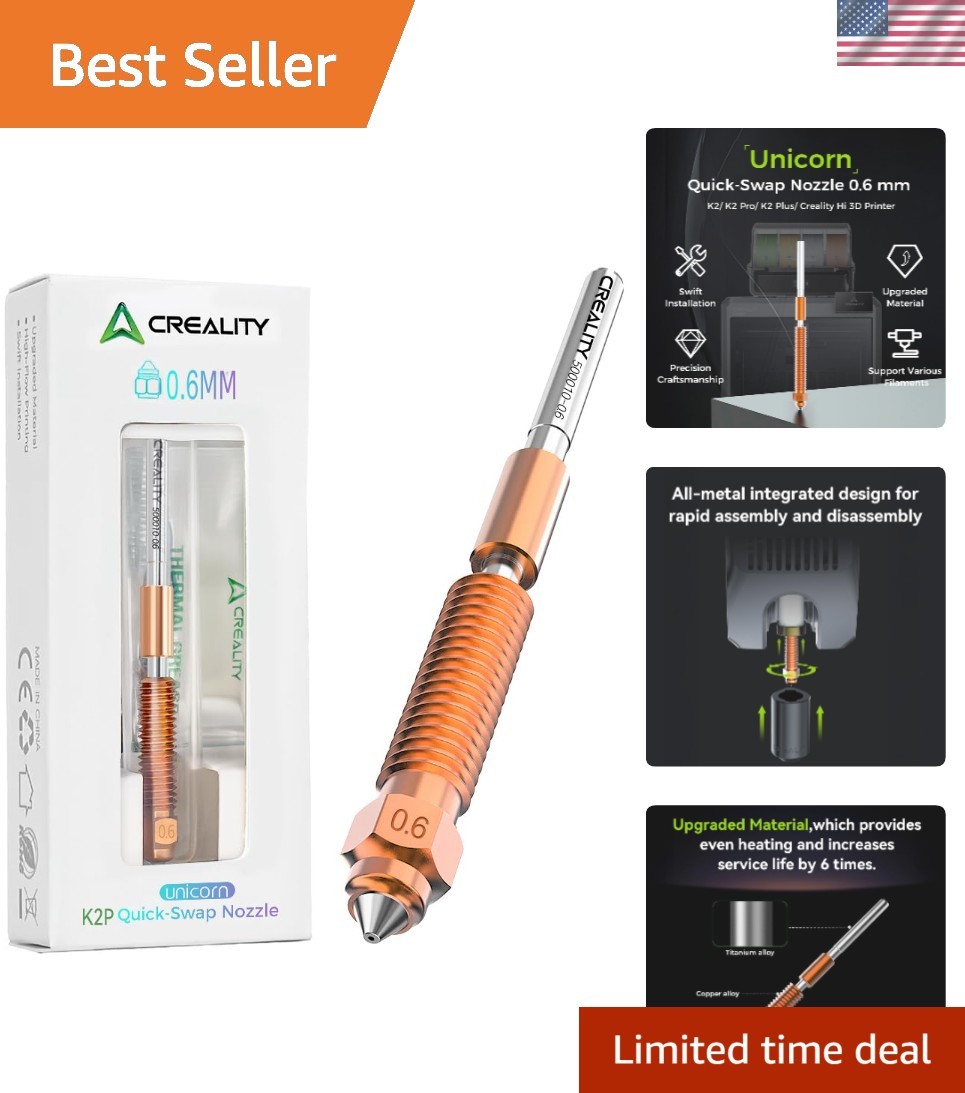 K2 Plus/Hi 0.6mm Nozzle Kit – Durable Copper & Titanium Alloy Design
