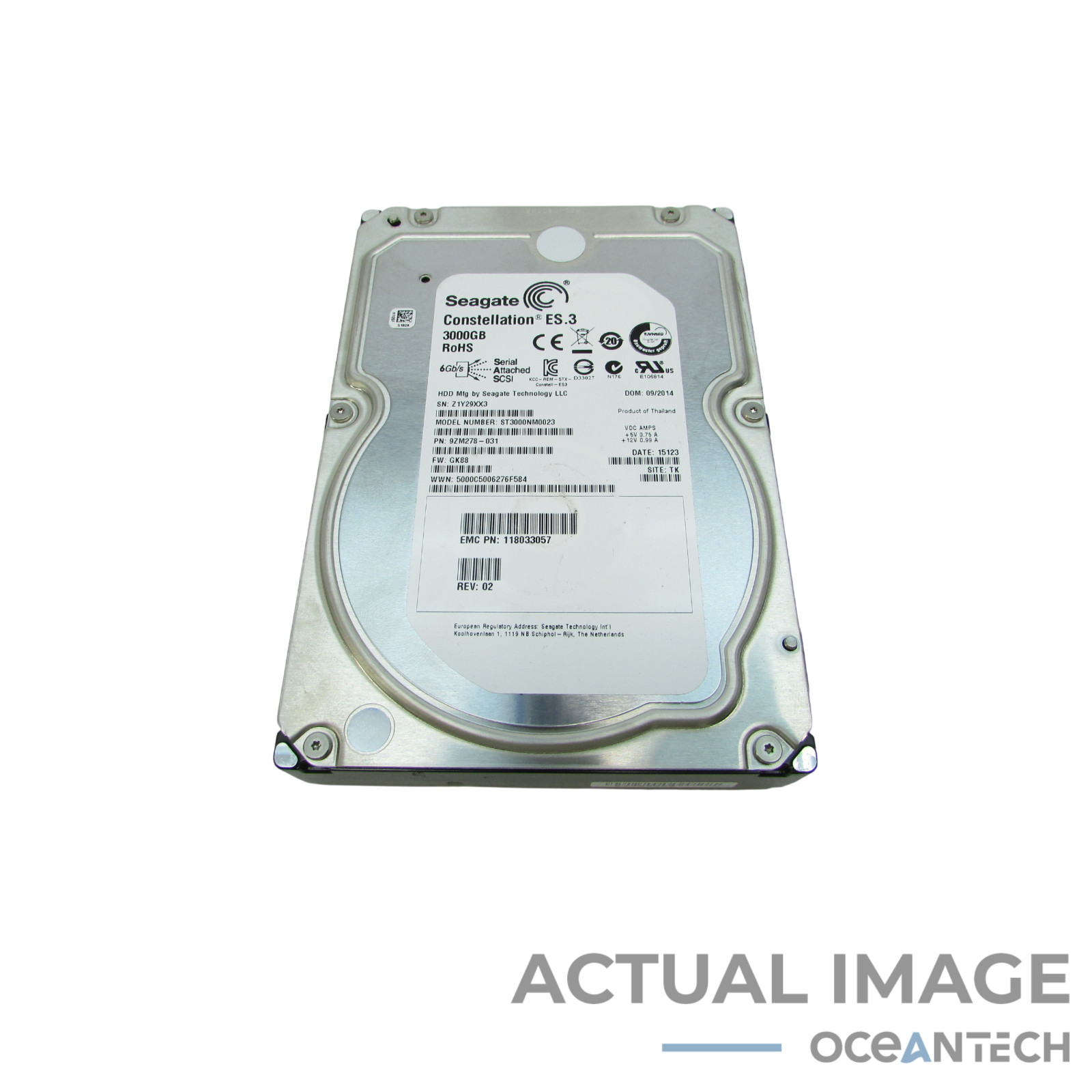 Seagate 3TB 9ZM278-031 SAS Server 3.5" Hard Drive 512 Format ST3000NM0023