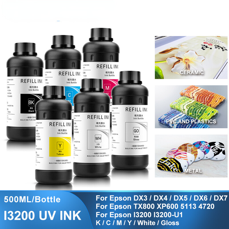 6x500ML Neutral LED UV Ink For Epson 5113 4720 I3200 I3200-U1 Printhead