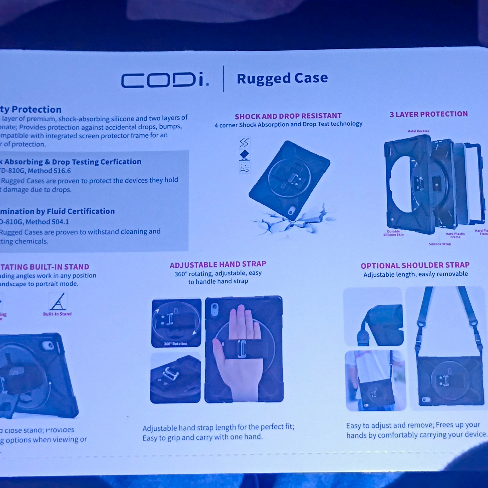 CODi Rugged Case Shockproof Tablet Cover w/ Adjustable Hand Strap