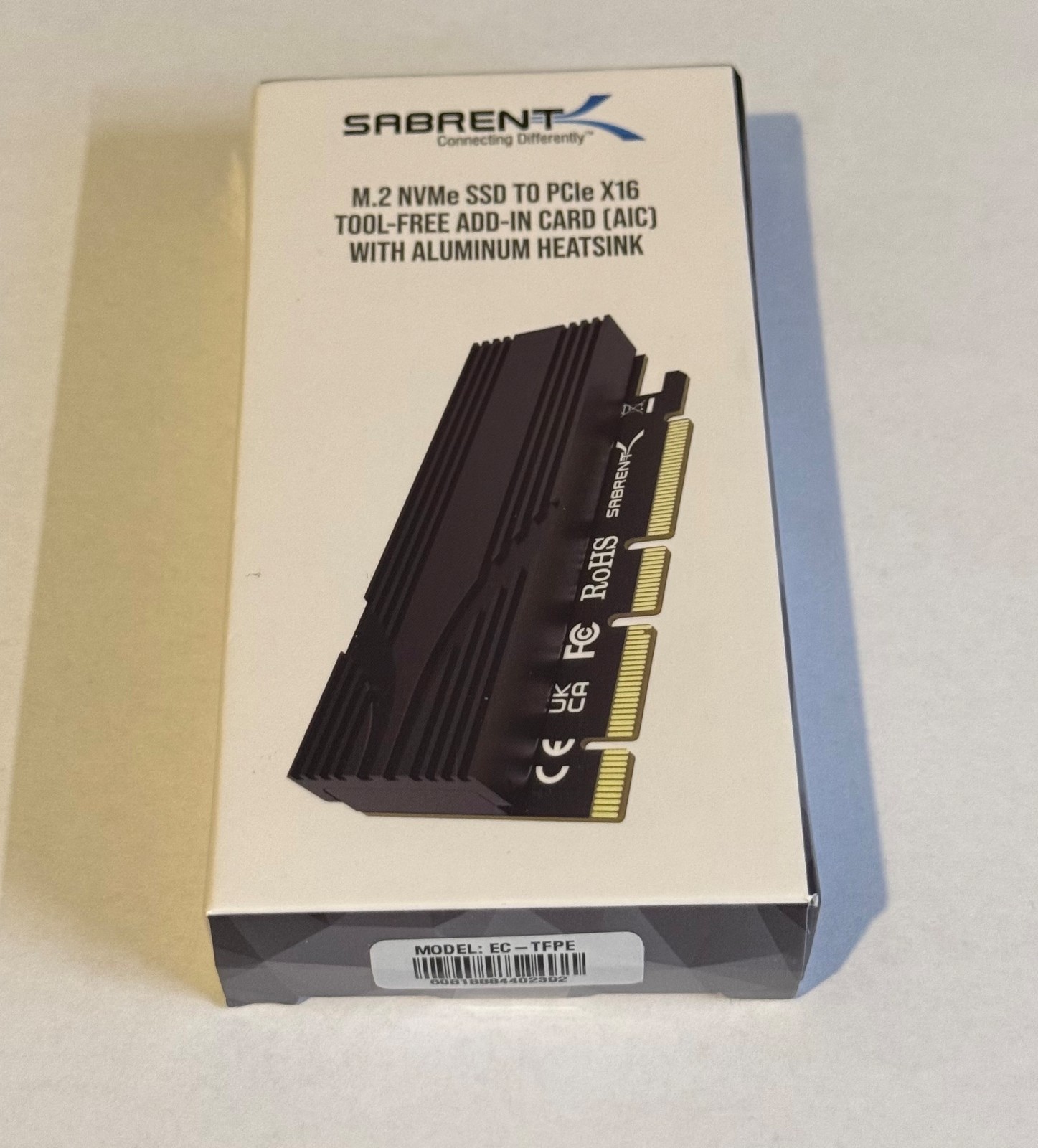 SABRENT M.2 NVMe SSD to PCIe x16 Adapter Card, Gen5, Heatsink, Model EC-TFPE