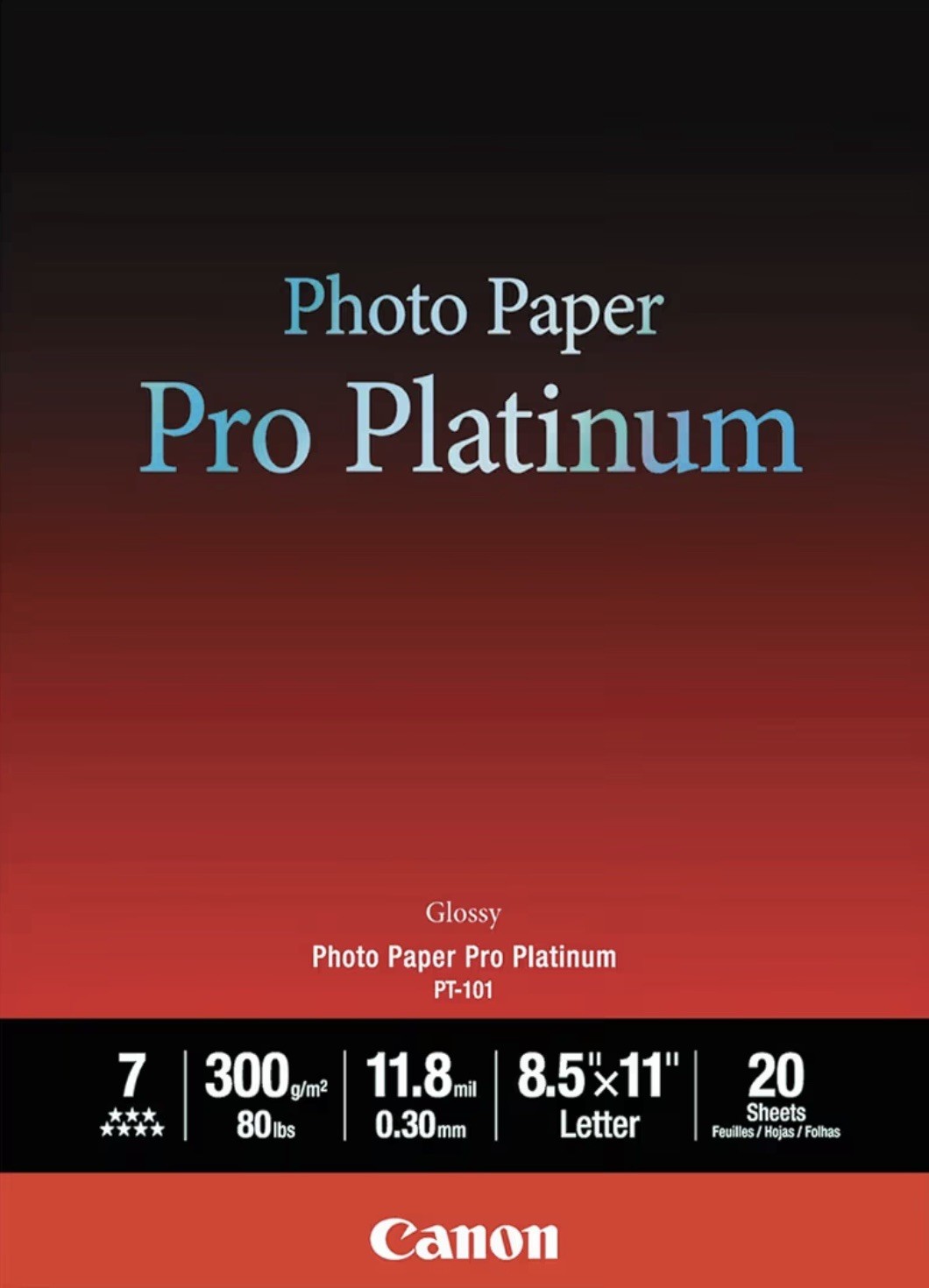 Canon 2768B022 Photo Paper Pro Platinum, 8.5 x 11 Inches, 20 Sheets