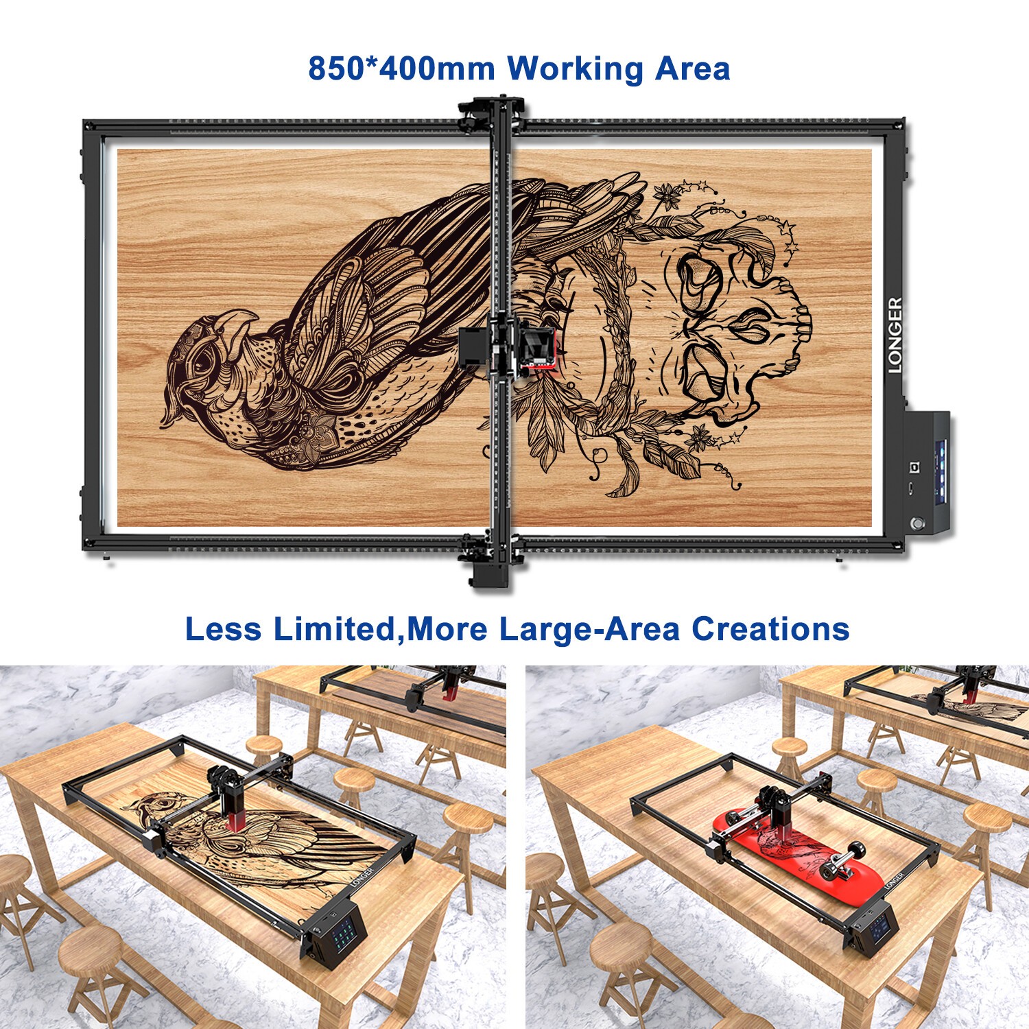 LONGER RAY5/Laser B1 Laser Engraver Extension Kit 850mm Large Working Area US