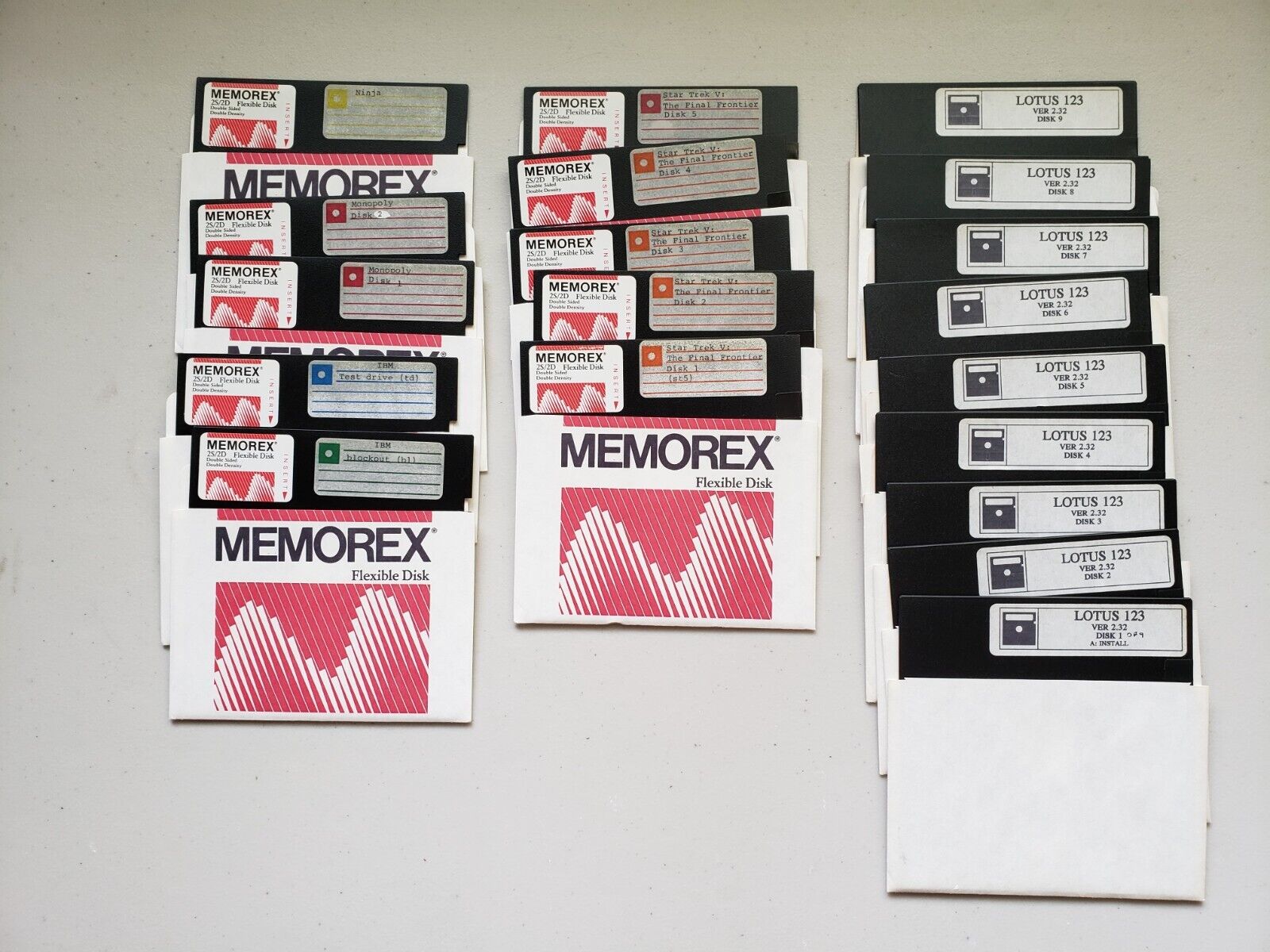 Vintage 1980s 19 Memorex Generic BackUp Blank Program DOS 5.25 5-1/4 Floppy Disk