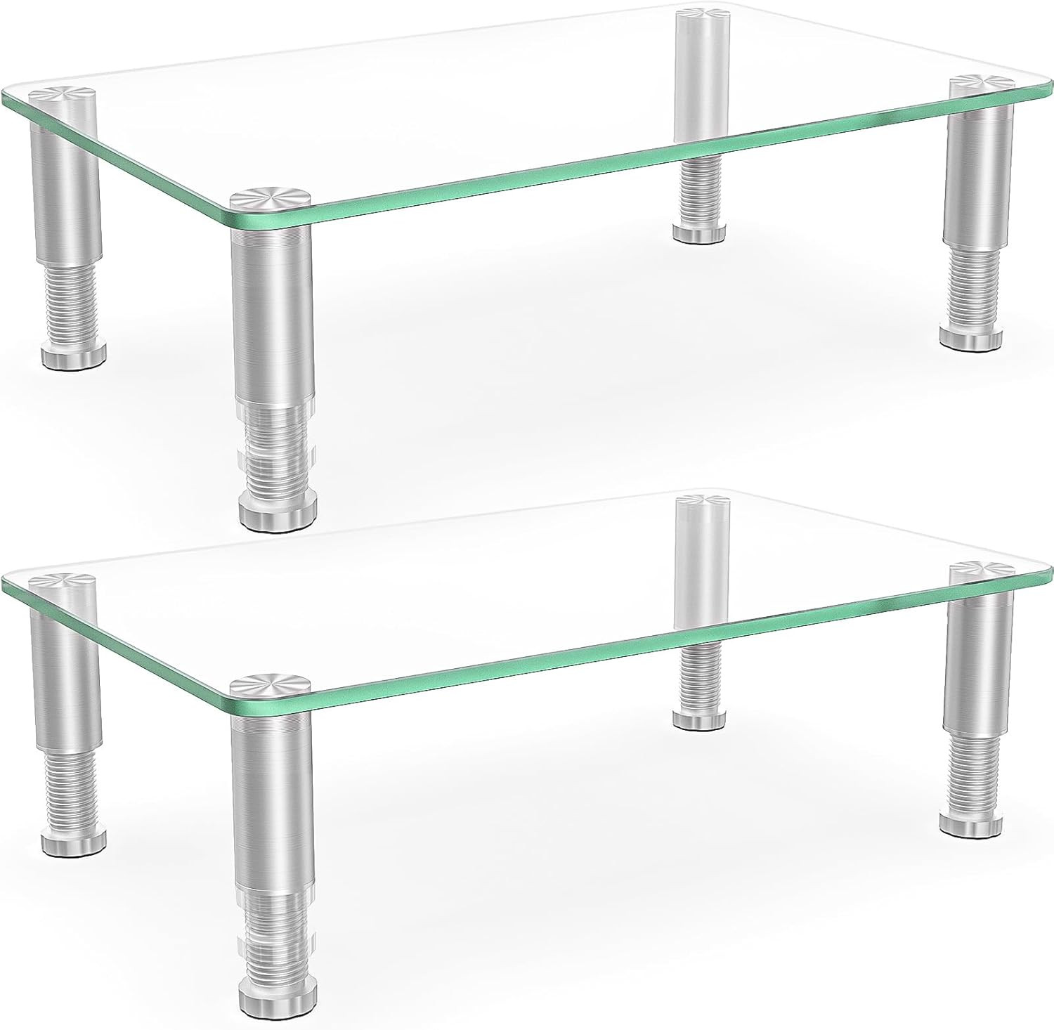 2 Pack Computer Monitor Riser with Height Adjustable Multi Media Desktop Stand f