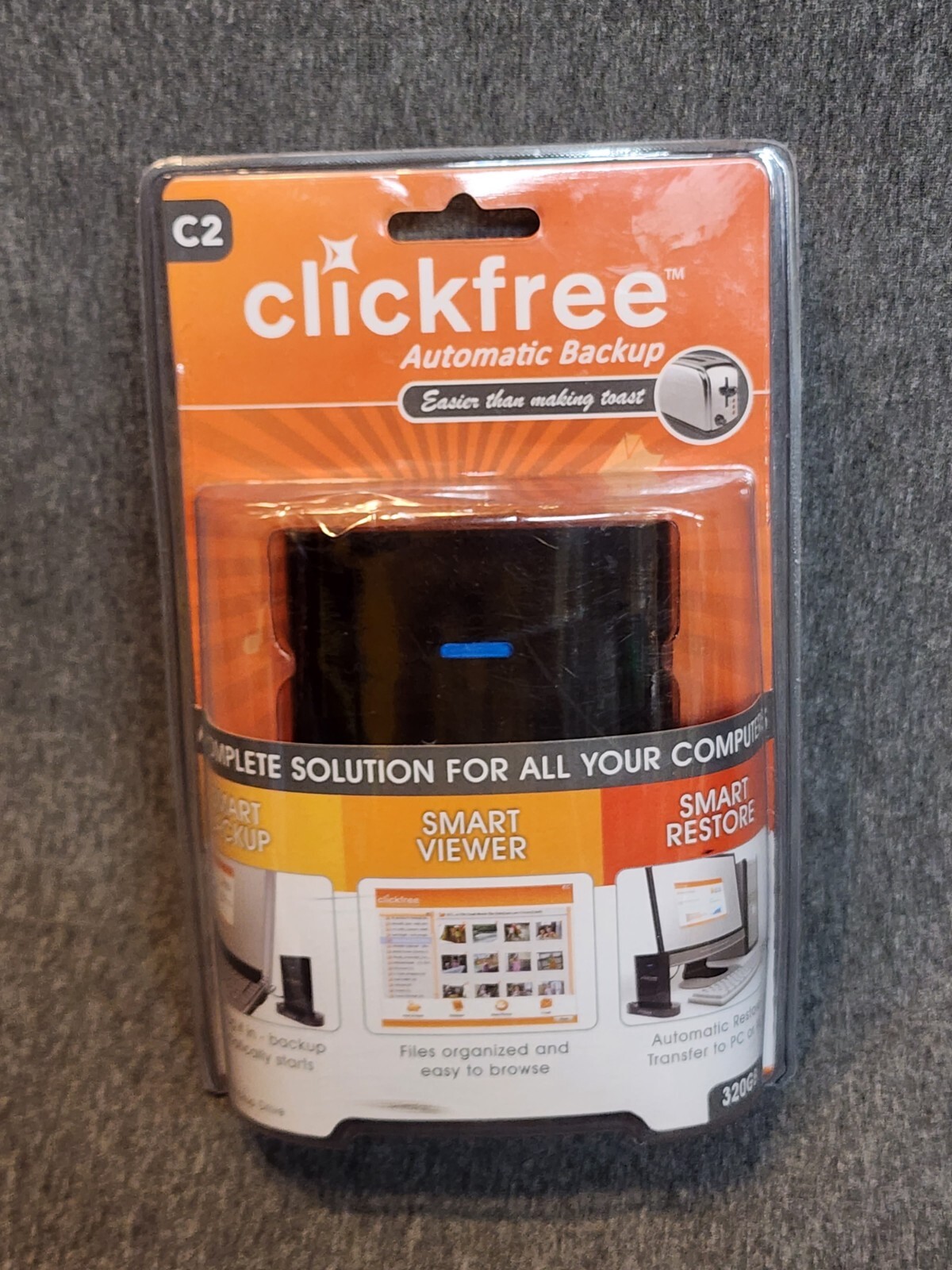 BRAND NEW Clickfree 320GB Automatic Backup External USB Hard Drive 