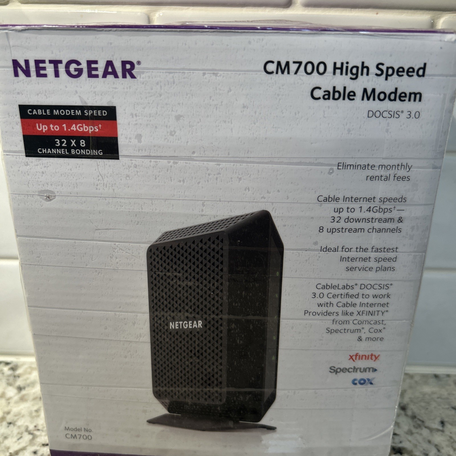 Netgear Cable Modem Black CM700 High Speed DOCSIS 3.0 1.4Gbps 32x8 New/Sealed