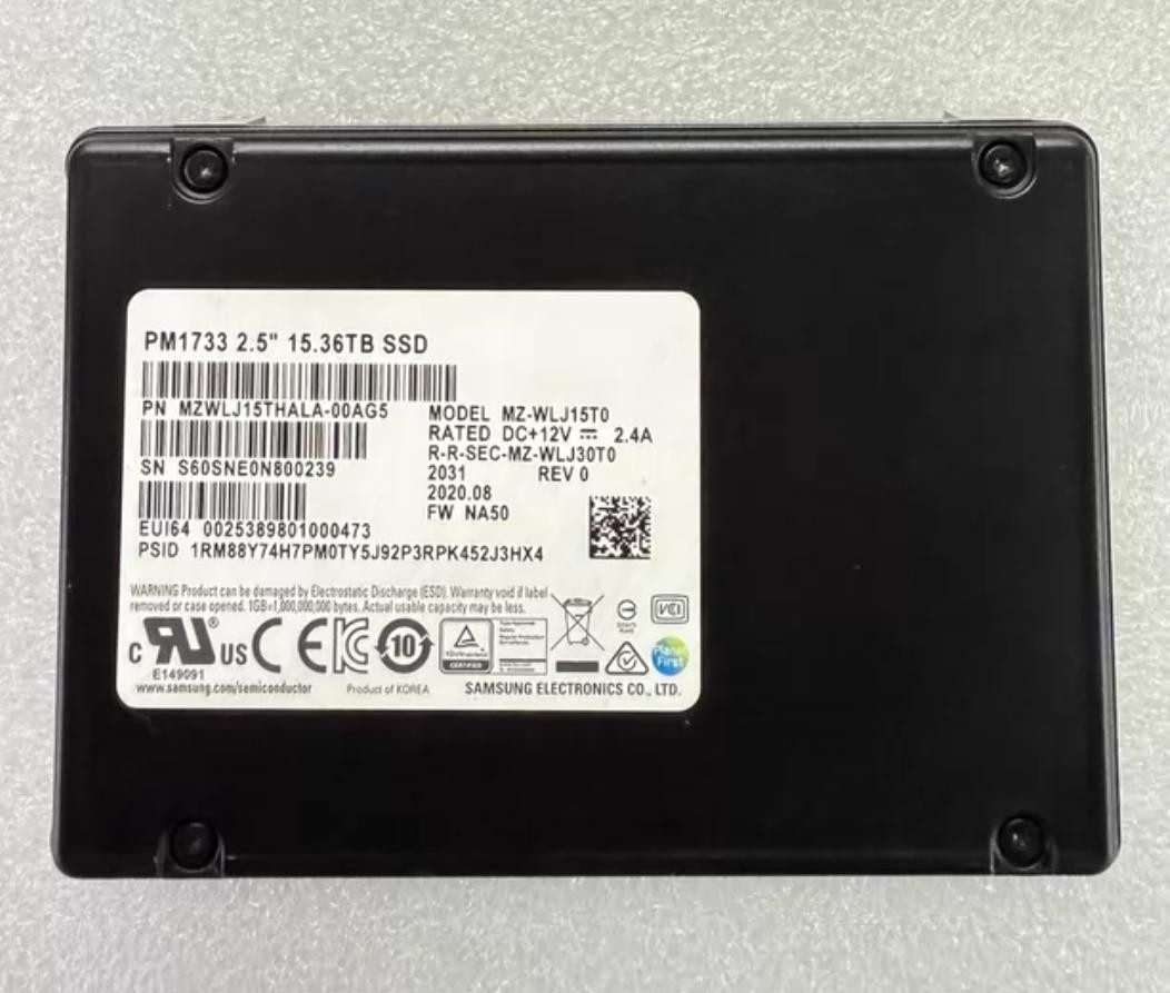 Samsung PM1733 15.36TB SSD 2.5" U.2 PCIE 3.0 NVME MZ-WLJ15T0 MZWLJ15THALA-00AG5