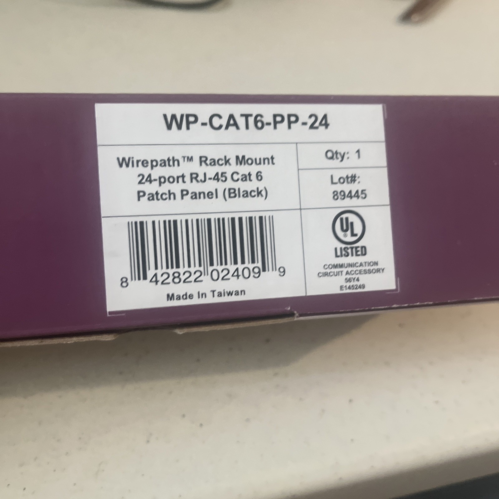 WIREPATH WP-CAT6-PP-24 RACK MOUNT 24-PORT RJ-45 CAT6 PATCH PANEL(BLK) #284