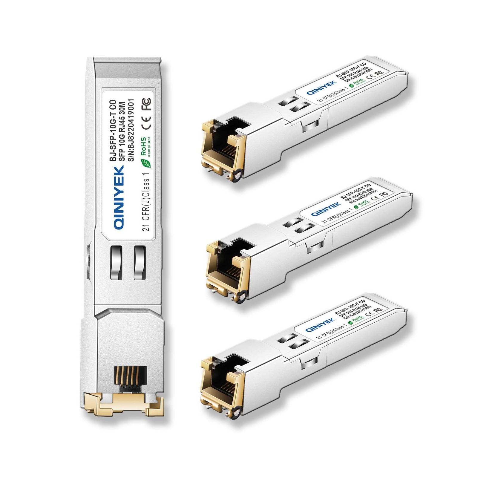 [4 Pack]1.25/2.5/5/10G SFP+ to RJ45 Transceiver, Copper SFP+ Module, Cat.6a/7...