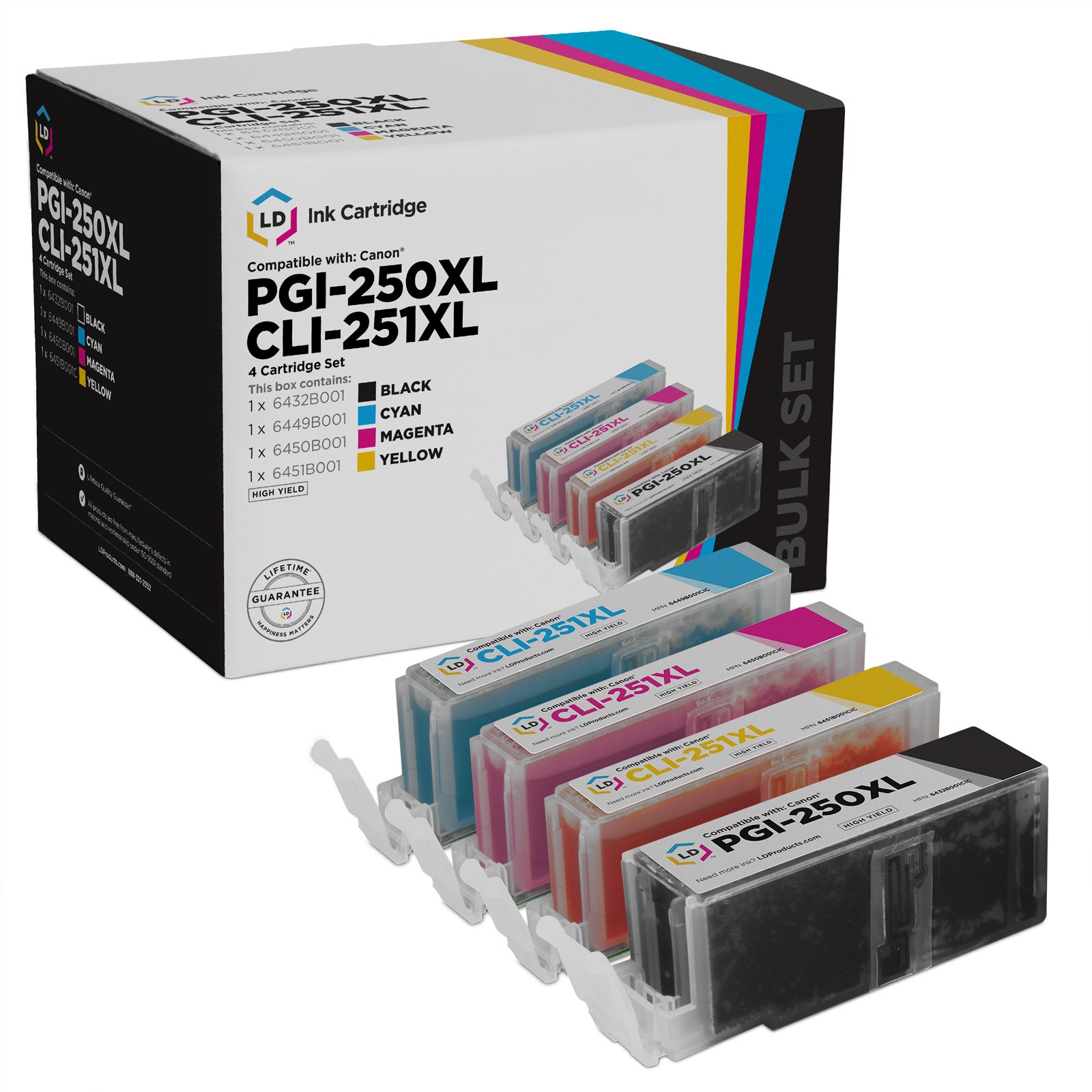 LD Comp Canon PGI-250XL CLI-251XL 4pk 6432B001 6449B001 6450B001 6451B001
