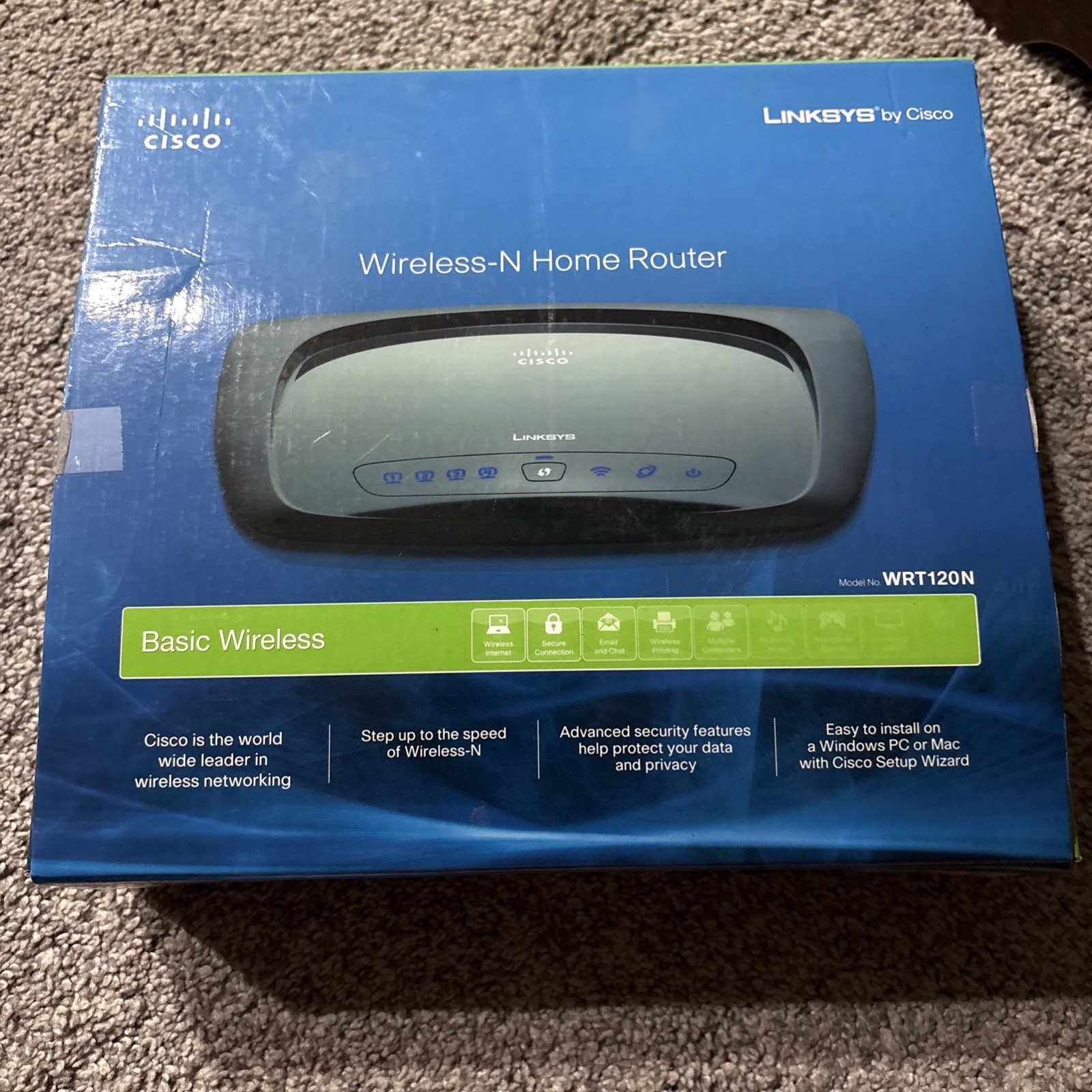 Linksys by Cisco Wireless-N Home Router Model WRT120N 4-Port 10/100 Ethernet