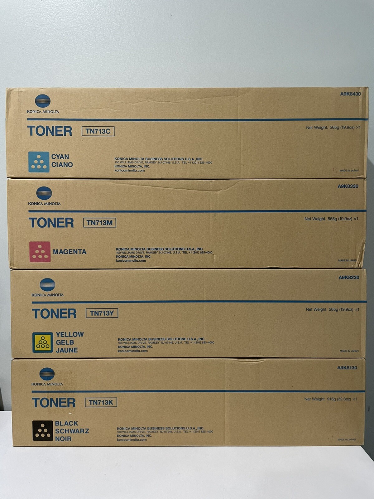 Konica TN713 A9K8130 8230 8330 8430 Toner Cartridges Set KYMC C759 C659 OEM NEW