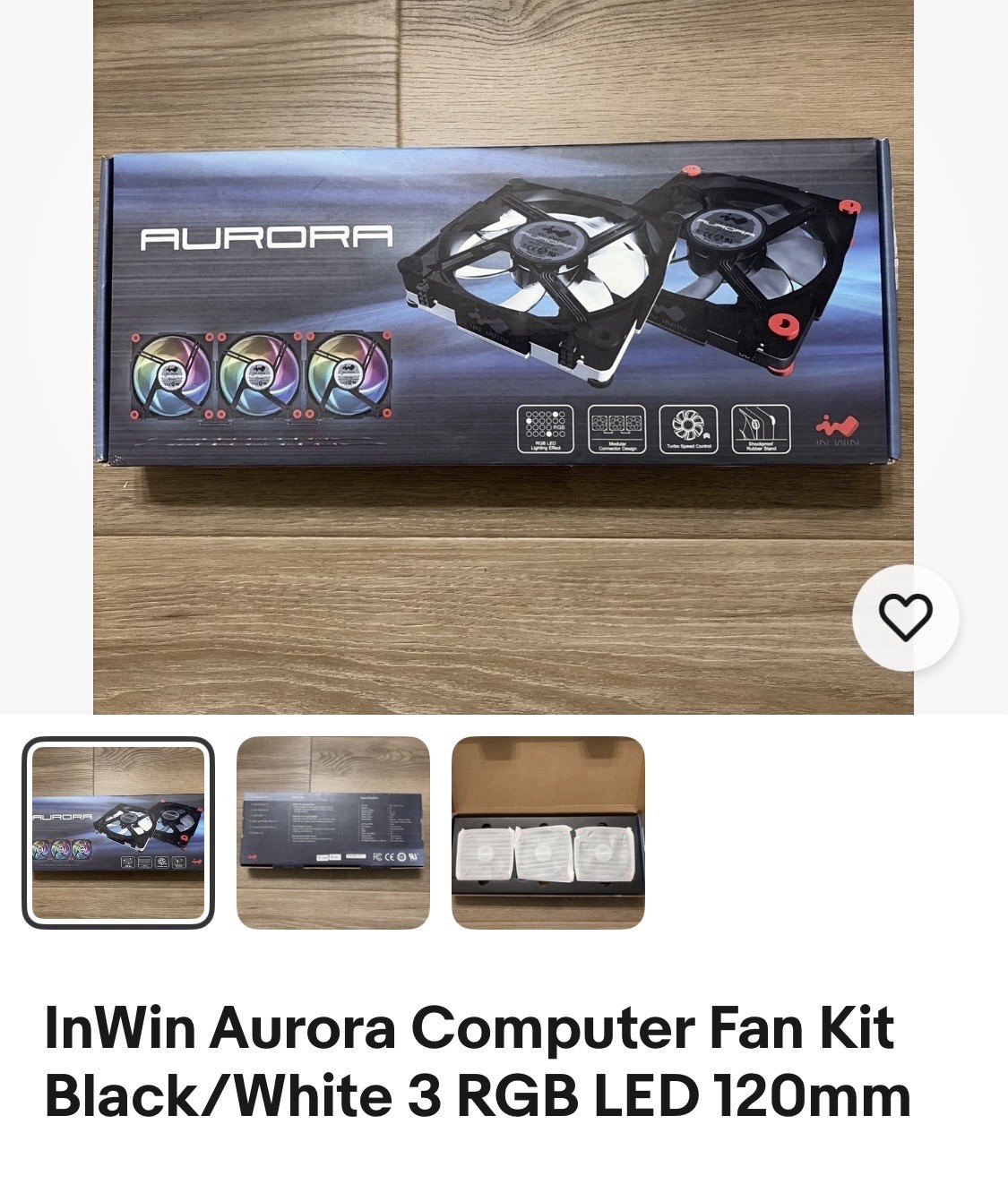 AURORA Computer Fan Kit Black Three RGB LED 120mm Red Fan
